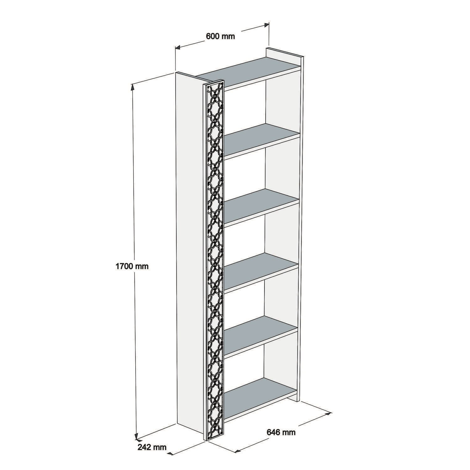 Biblioteca, Hanah Home, pal melaminat, nuc, 64.6x24.2x170 cm