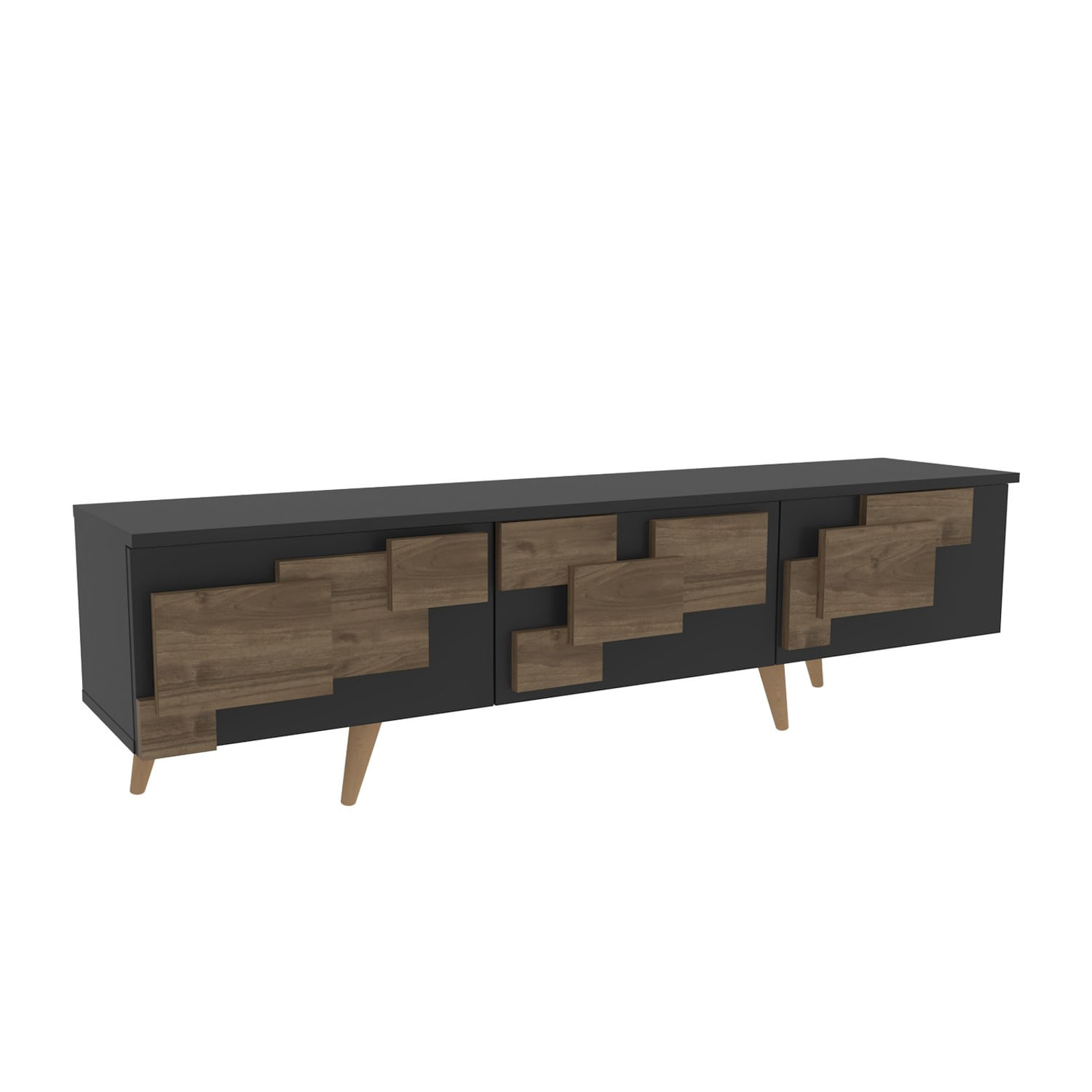 Comoda tv, Hanah Home, pal melaminat, antracit si nuc, 160x45x35 cm — imaginea 3