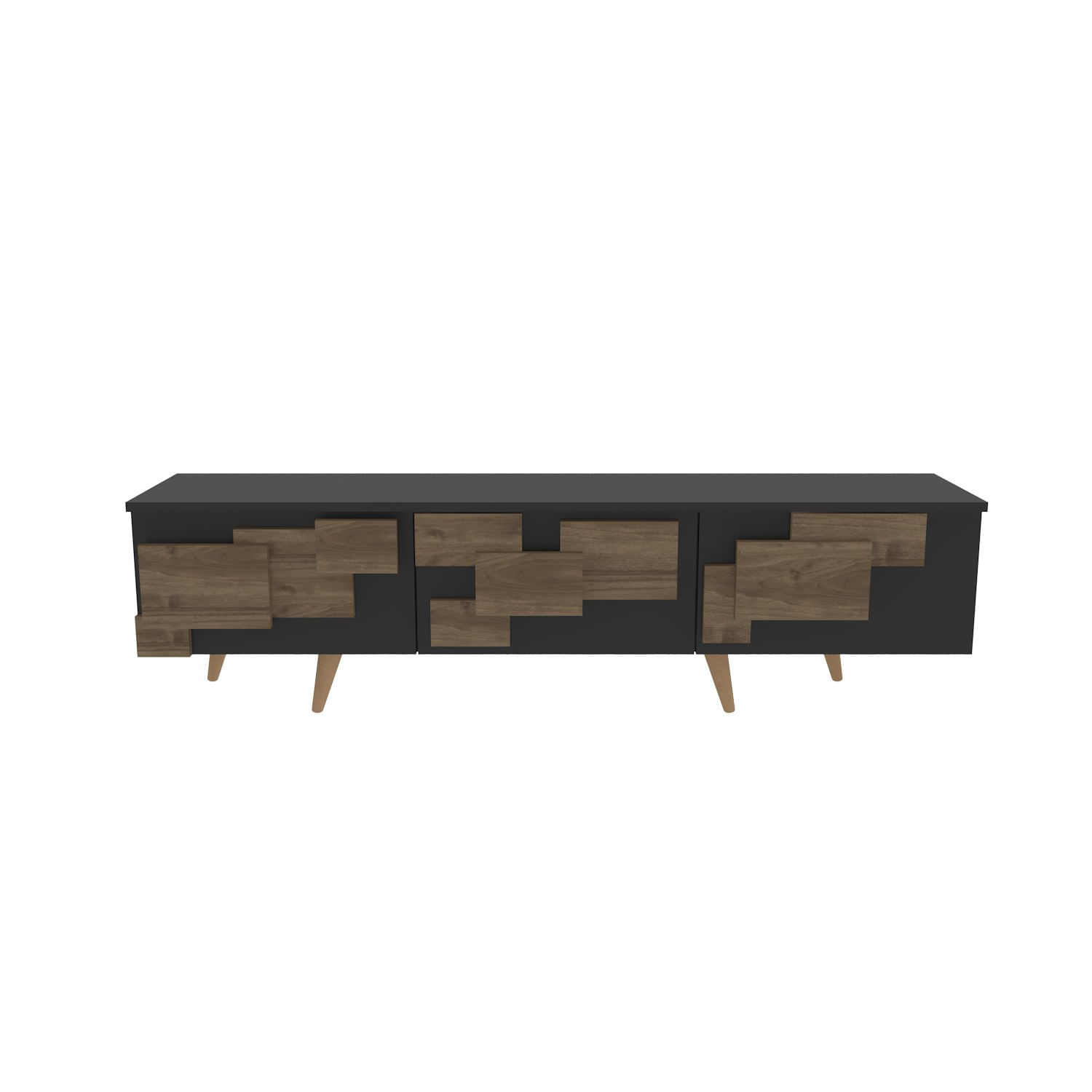 Comoda tv, Hanah Home, pal melaminat, antracit si nuc, 160x45x35 cm — imaginea 4