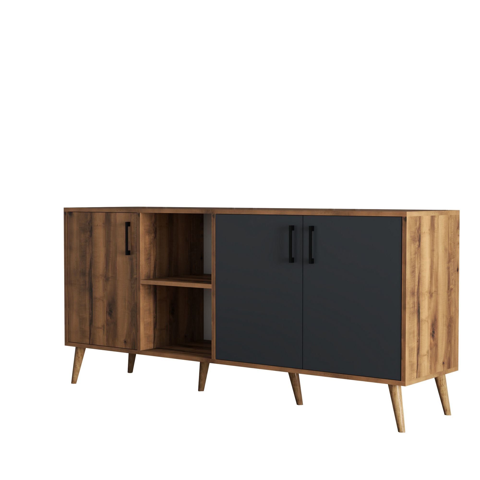Consola, Hanah Home, PAL melaminat, nuc si antracit, 180x45x80 cm — imaginea 5
