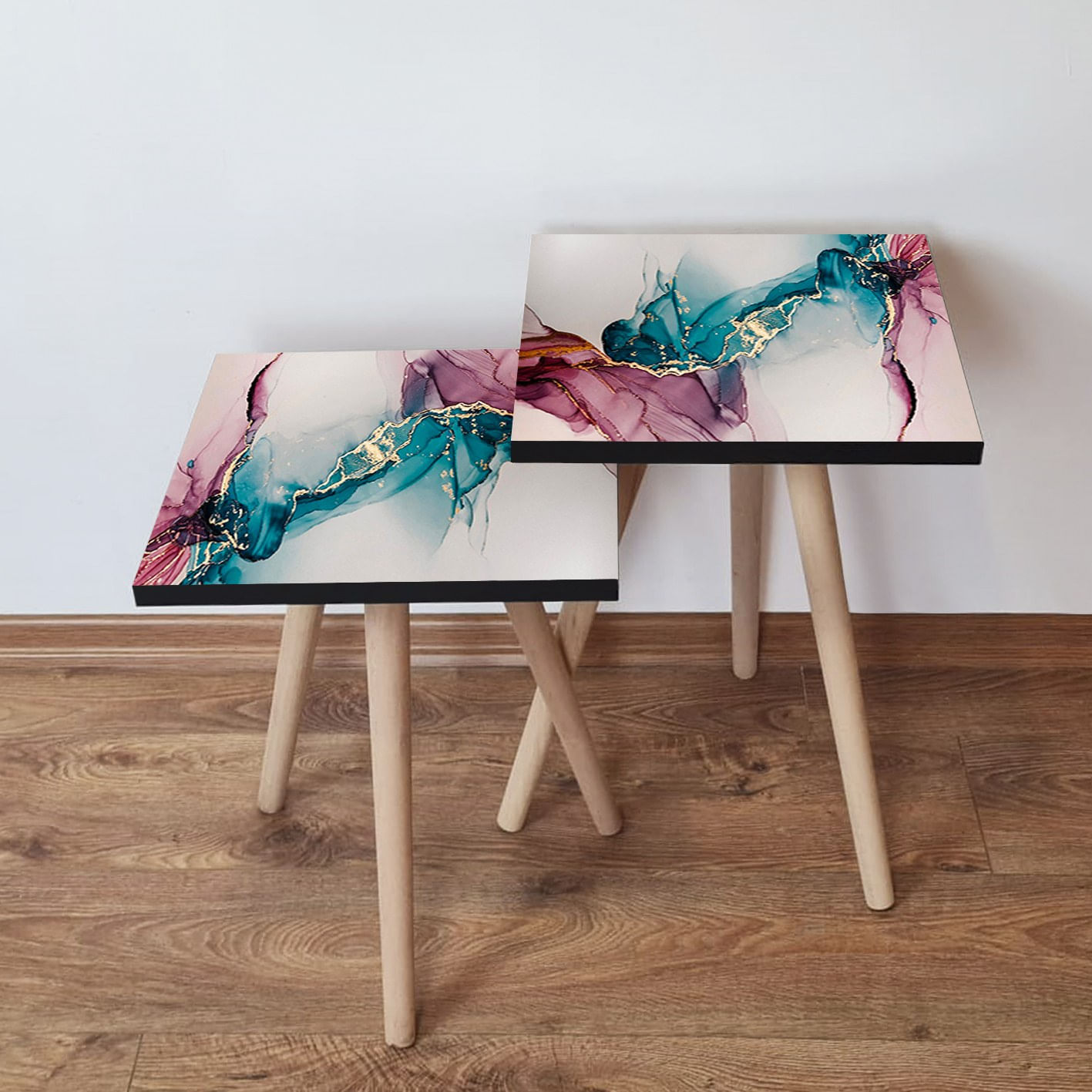 Set masute cuib, Hanah Home, mdf, multicolor, 35x35x47 cm, 481LNA2460