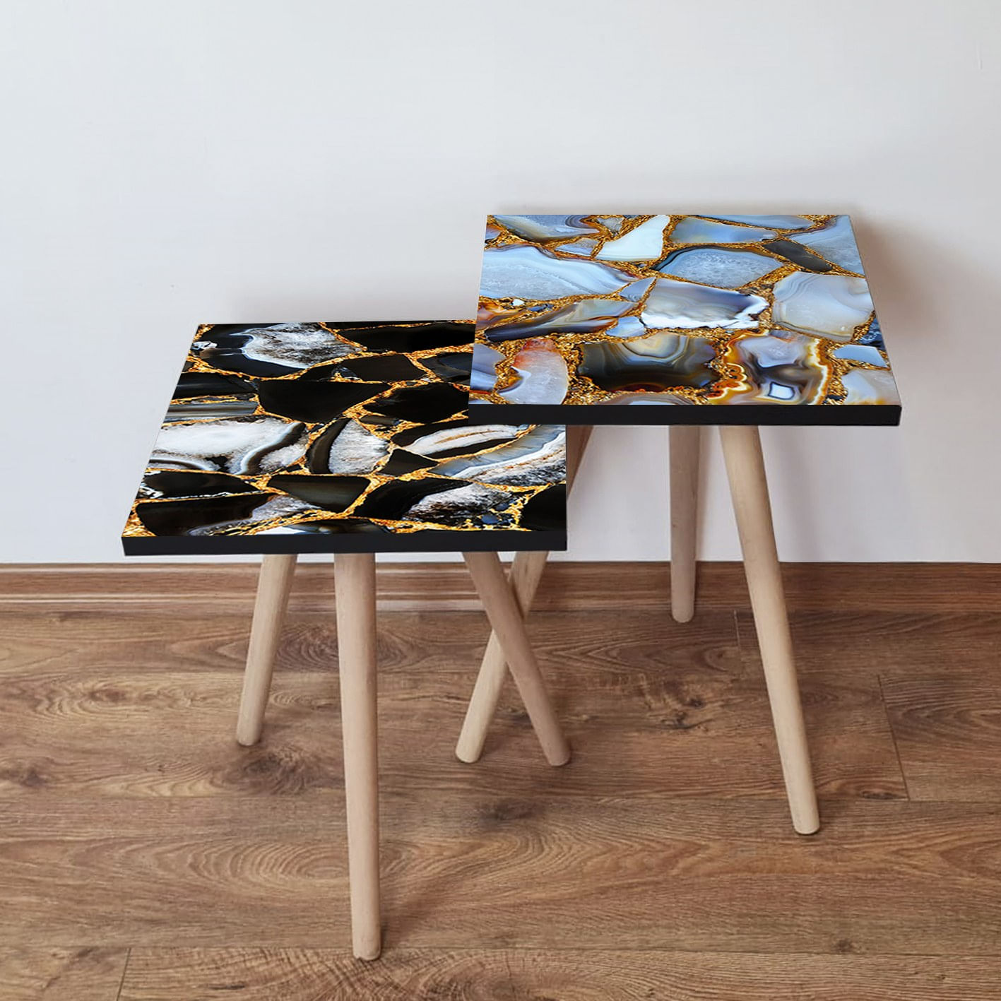 Set masute de cafea cuib, Hanah Home, mdf, multicolor, 35x47x35 cm, 35x42x35 cm, 481LNA2253