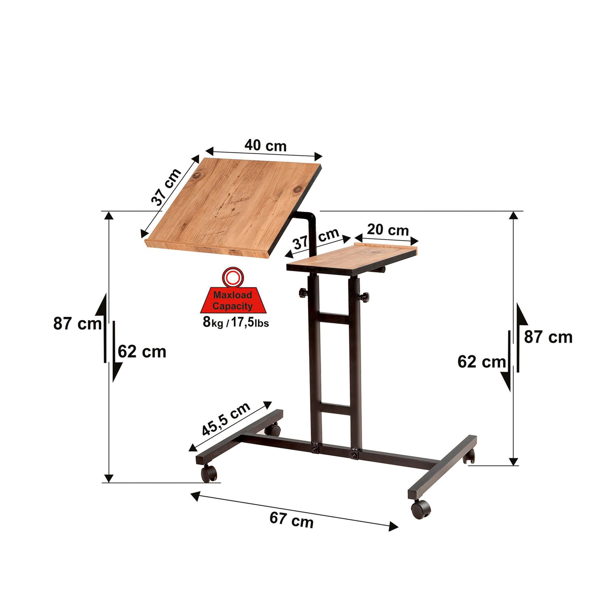 Birou reglabil pentru laptop, Hanah Home, pal melaminat, pin atlantic si negru, 67x45.5x87 cm, 863SPH2813 — imaginea 8