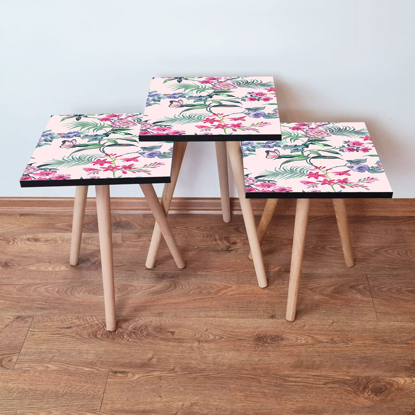 Set masute de cafea, Hanah Home, mdf, multicolor, 35x35x52 cm, set 3 piese, 481LNA2811