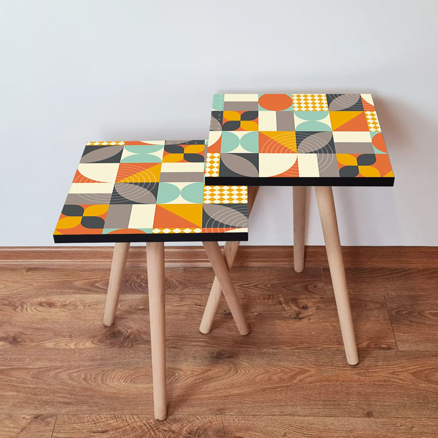 Set masute de cafea cuib, Hanah Home, mdf, multicolor, 35x35x47 cm, 481LNA2563