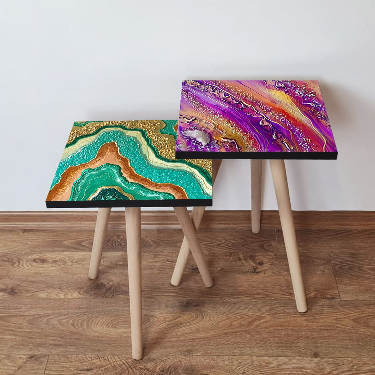 Set masute cuib, Hanah Home, mdf, multicolor, 35x47x35 cm, 35x42x35 cm, 481LNA2272