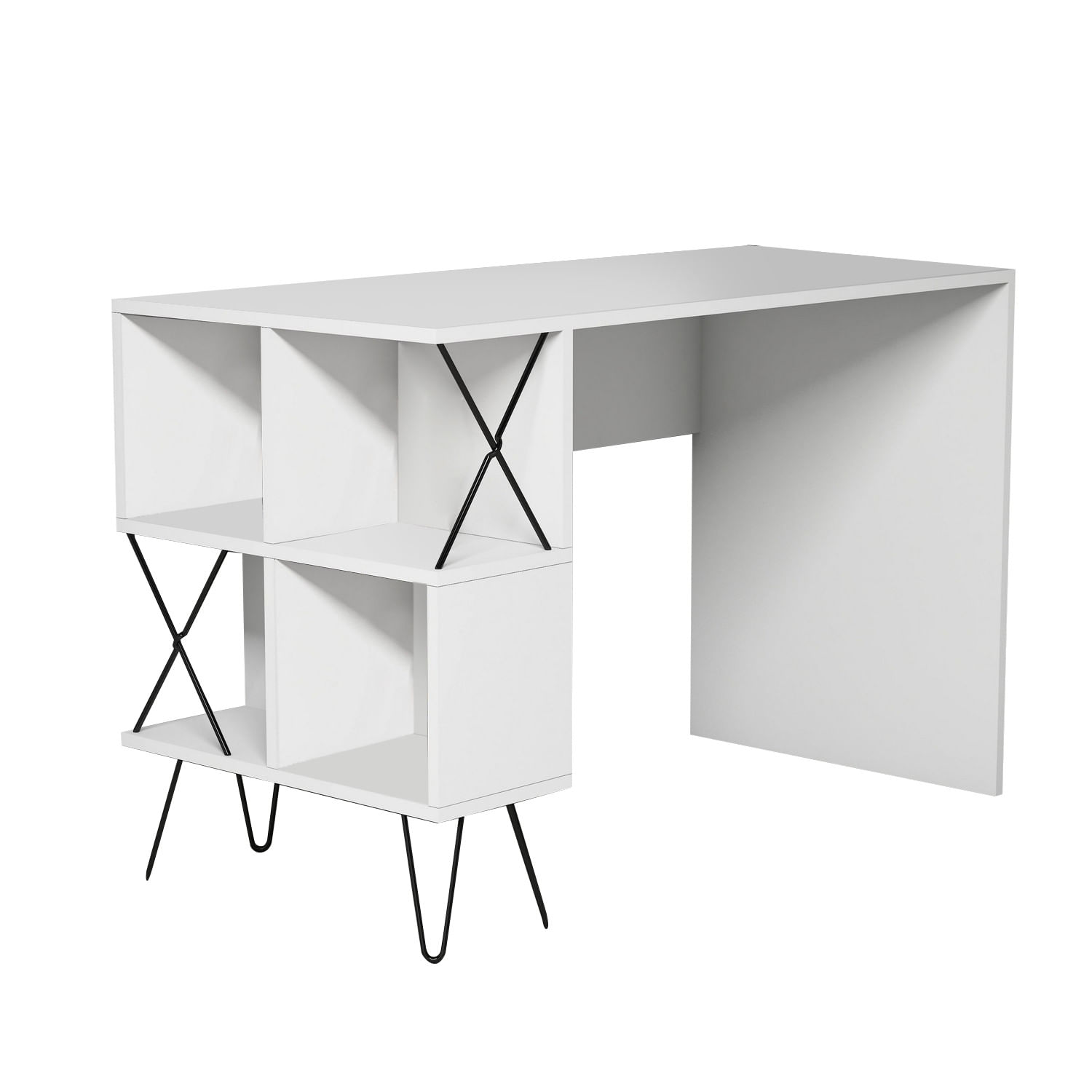 Birou de studiu, Hanah Home, pal melaminat, alb si negru, 120x60x78.8 cm