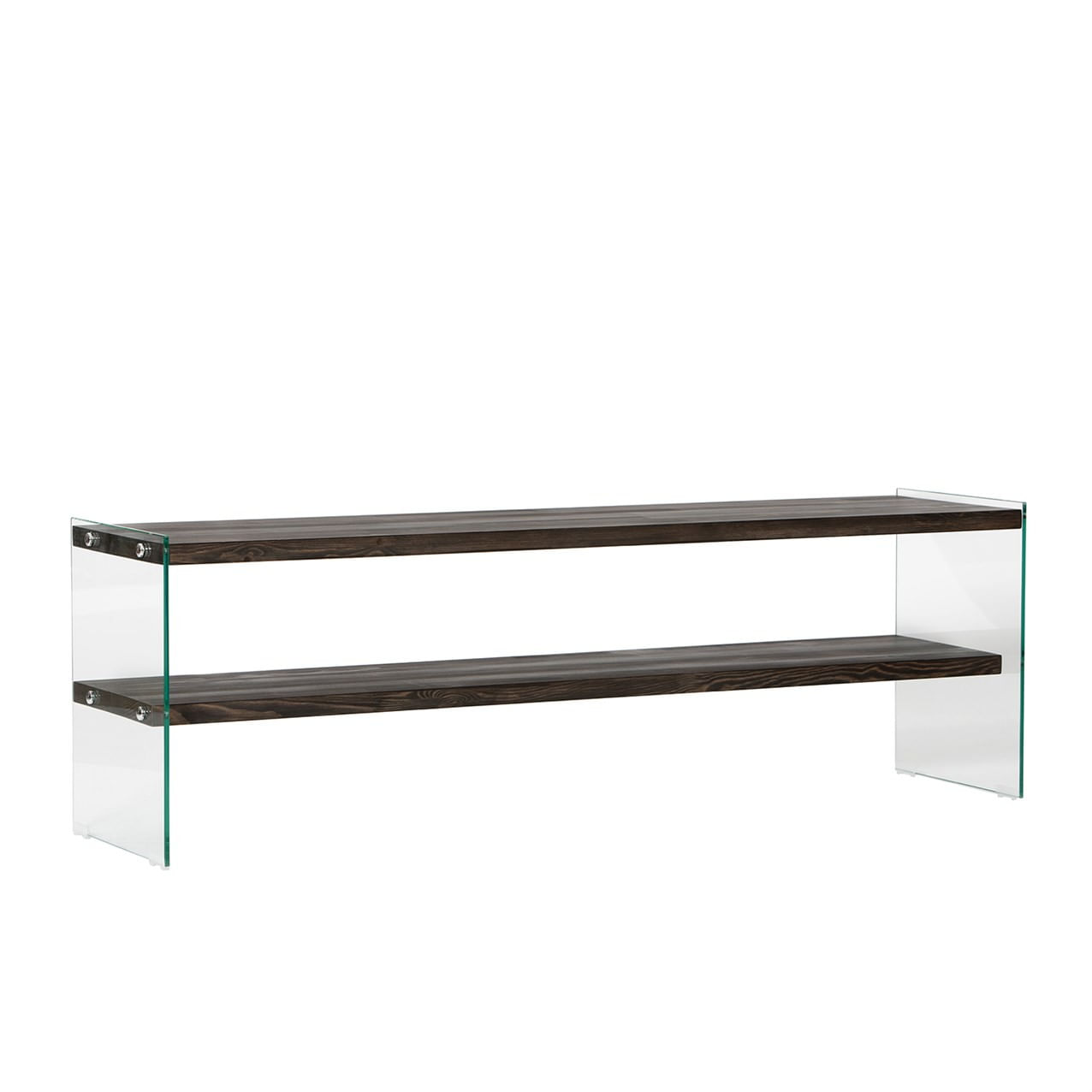 Comoda tv, Hanah Home, lemn masiv, sticla securizata, antracit, 140x45x35 cm — imaginea 4