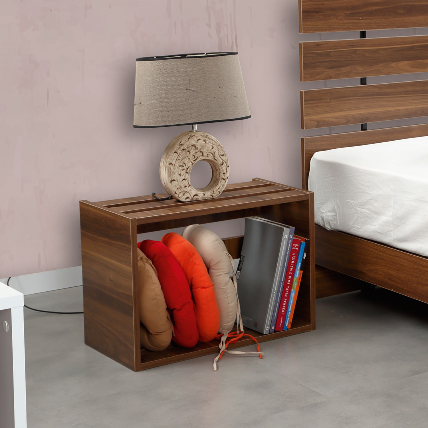 Noptiera, Hanah Home, pal melaminat, nuc, 60x43x33 cm — imaginea 4
