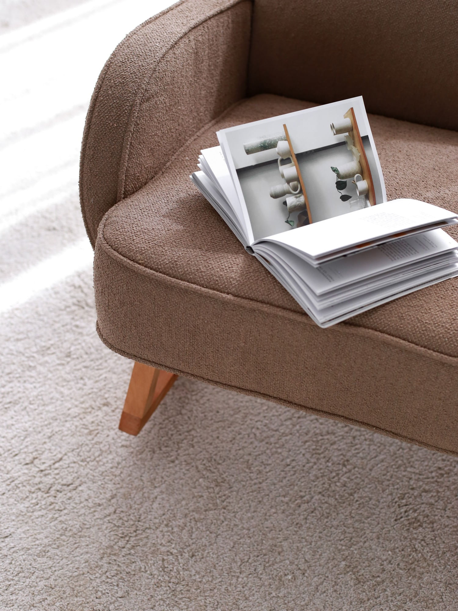Fotoliu, Atelier Del Sofa, catifea, maro, 78x91x75 cm — imaginea 4