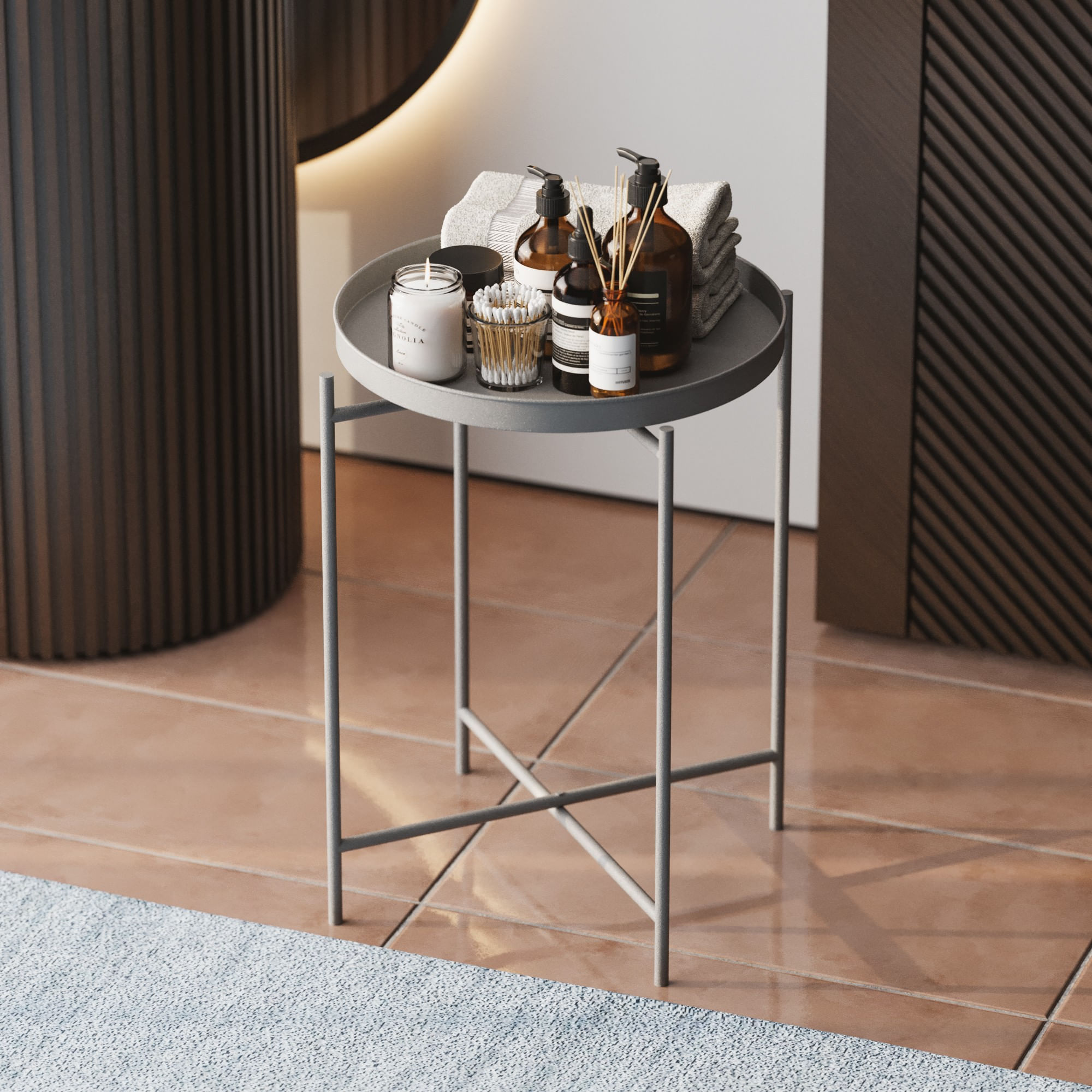 Masuta de cafea, Hanah Home, metal, gri, 46x46x56 cm, 491CRT1142 — imaginea 5