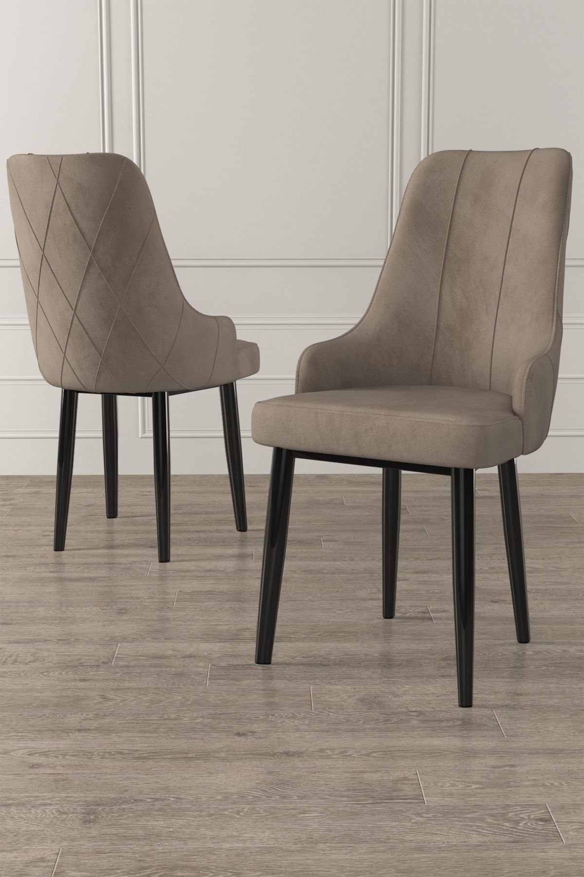 Set scaune, Hanah Home, metal, cappuccino si negru, 46x42x95 cm