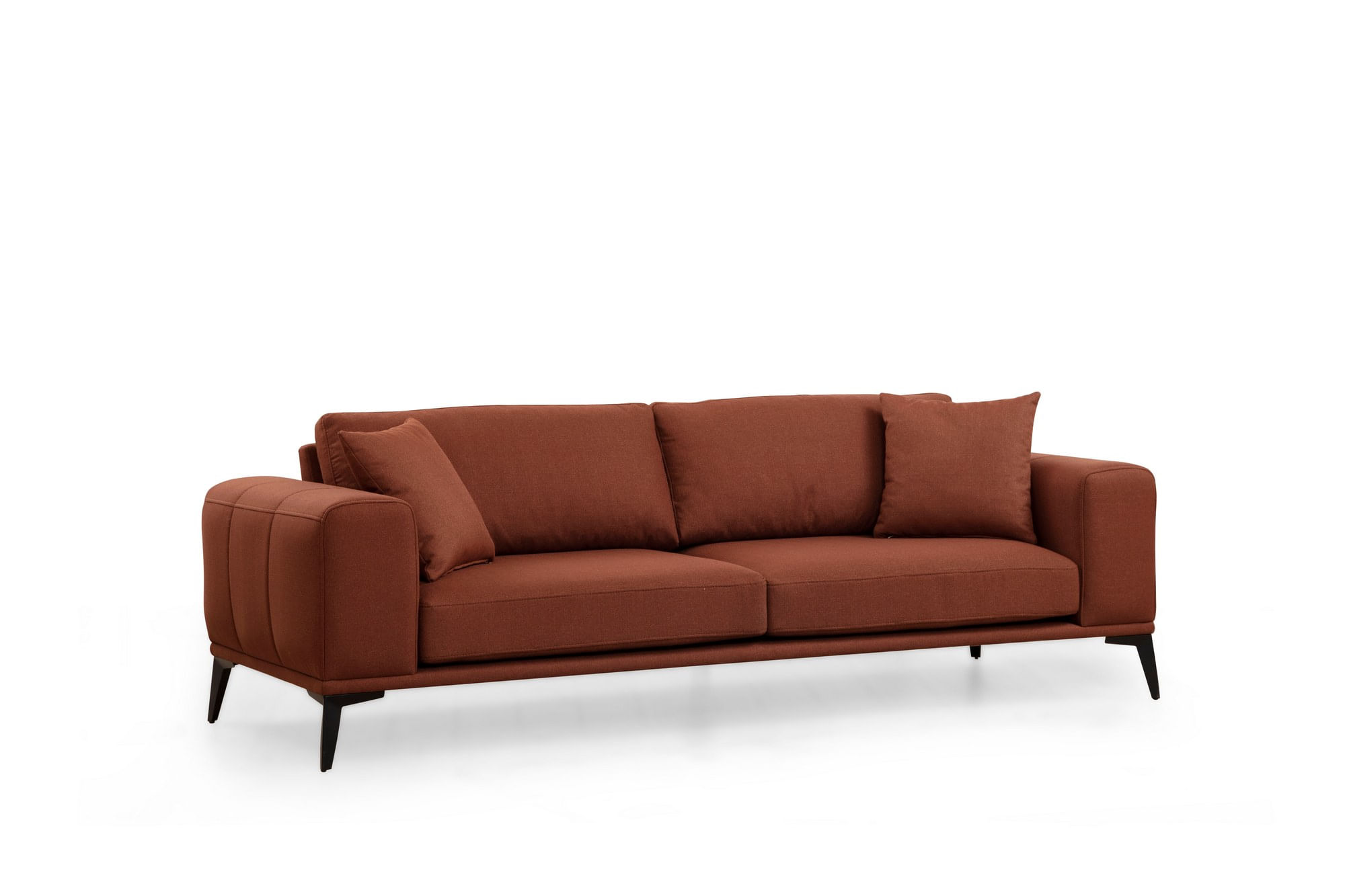 Canapea 3 locuri, Hanah Home, lemn de fag si pal, rosu tigla, 235x90x80 cm — imaginea 3