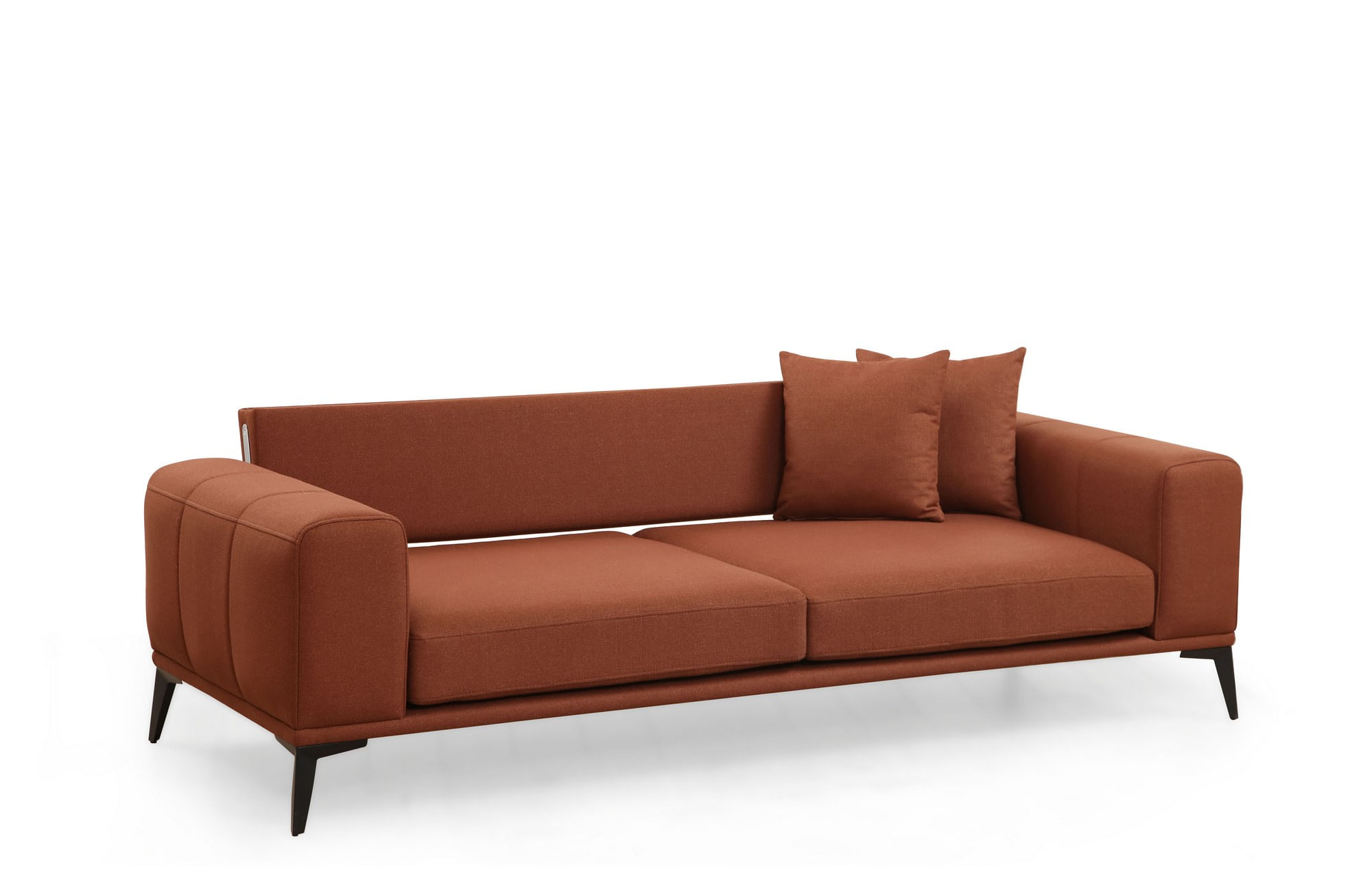 Canapea 3 locuri, Hanah Home, lemn de fag si pal, rosu tigla, 235x90x80 cm — imaginea 4
