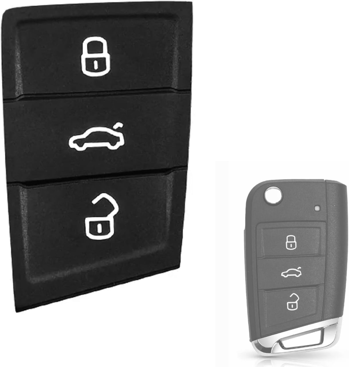 Membrana Cauciuc Butoane Cheie Auto VW Golf 7, Polo, Seat Leon, Ibiza, Ateca, Skoda Kodiaq, Karoq, Fabia - 4 | YEO