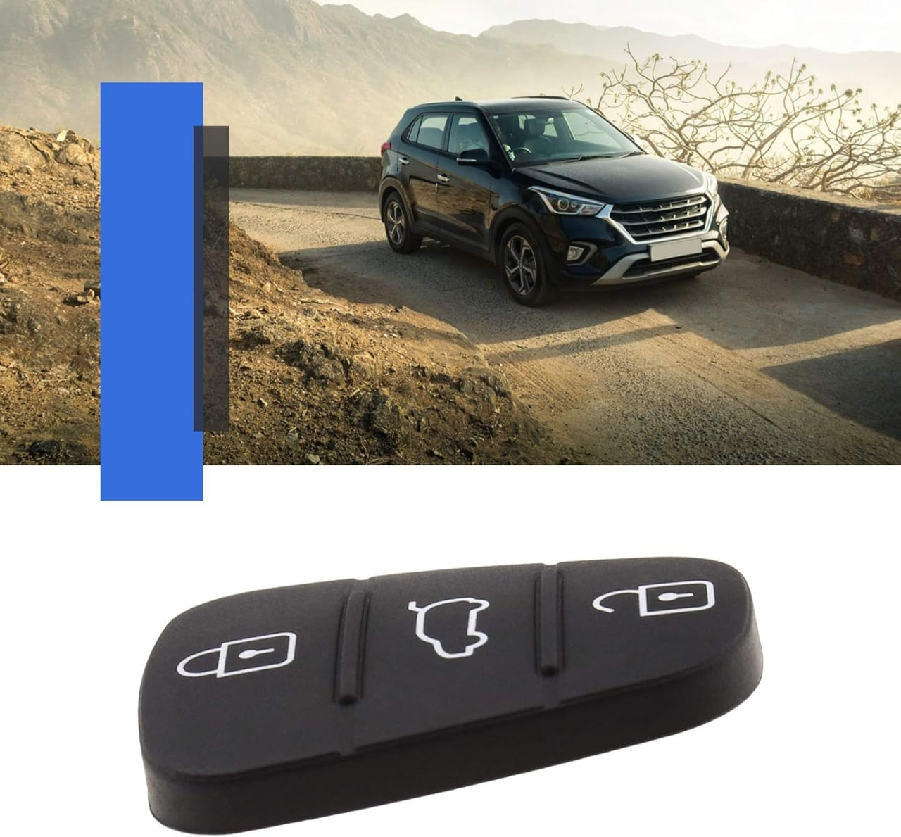 Membrana Cauciuc Butoane Cheie Auto 3 Butoane – Compatibila Hyundai i10, i20, i30, ix35, ix45, Elantra, Tucson, Santa Fe - imagine 5