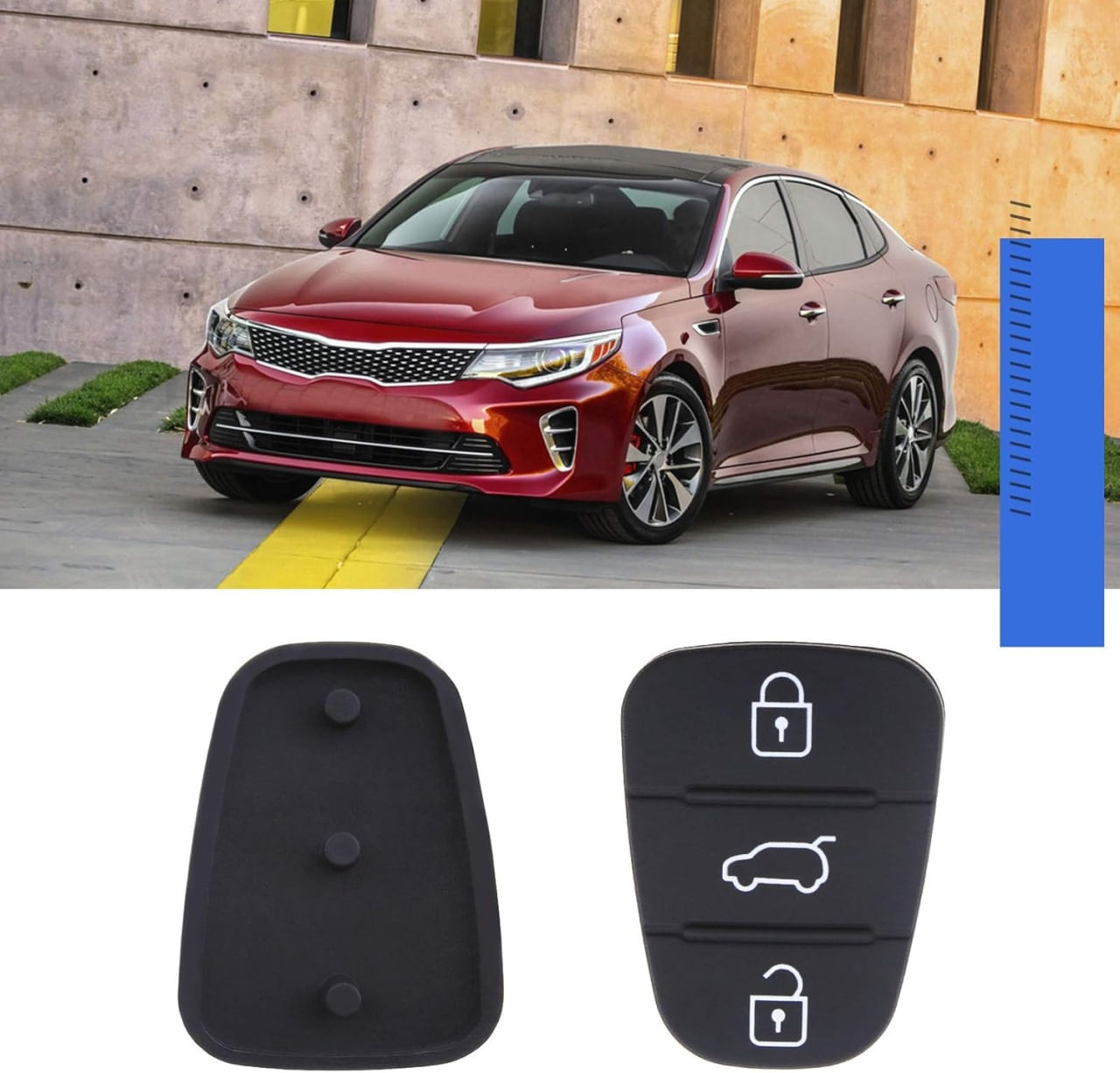 Membrana Cauciuc Butoane Cheie Auto 3 Butoane – Compatibila Hyundai i10, i20, i30, ix35, ix45, Elantra, Tucson, Santa Fe - imagine 6