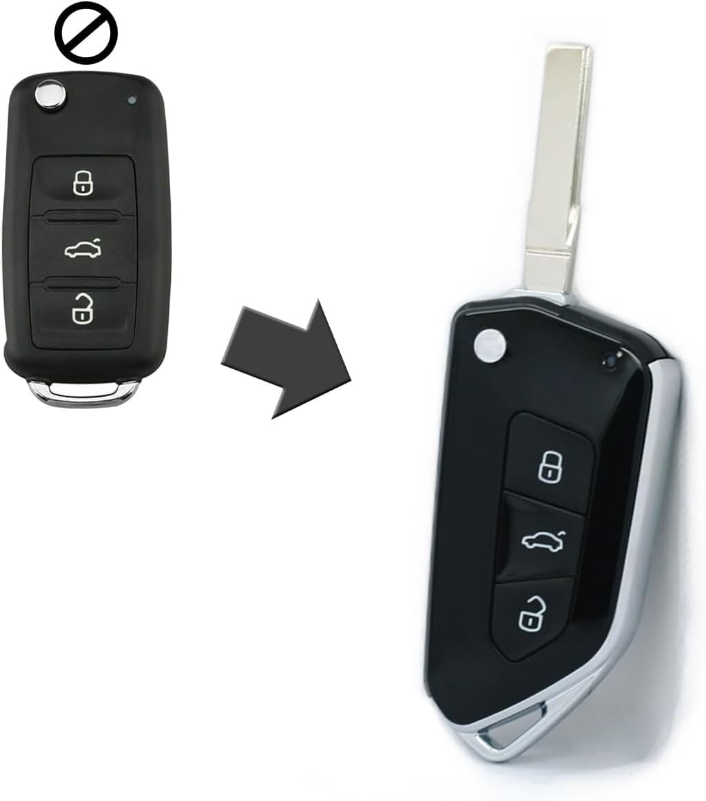 Carcasa Cheie Auto tip Briceag Techstar Modificata, 3 Butoane, Compatibila Volkswagen Golf 5, Passat B6, Touran