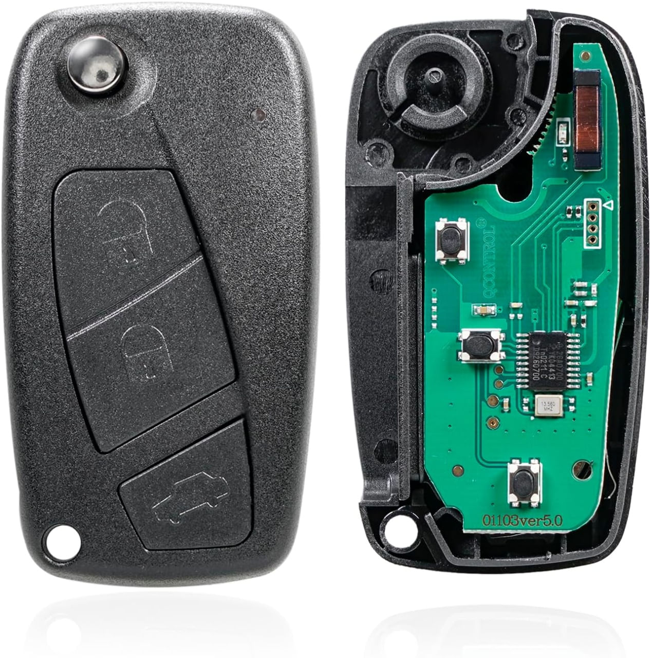 Cheie Auto Programabila Completa 433MHz, cu 3 butoane, compatibila Fiat Qubo, Fiorino, Doblo, Punto, Citroen Nemo