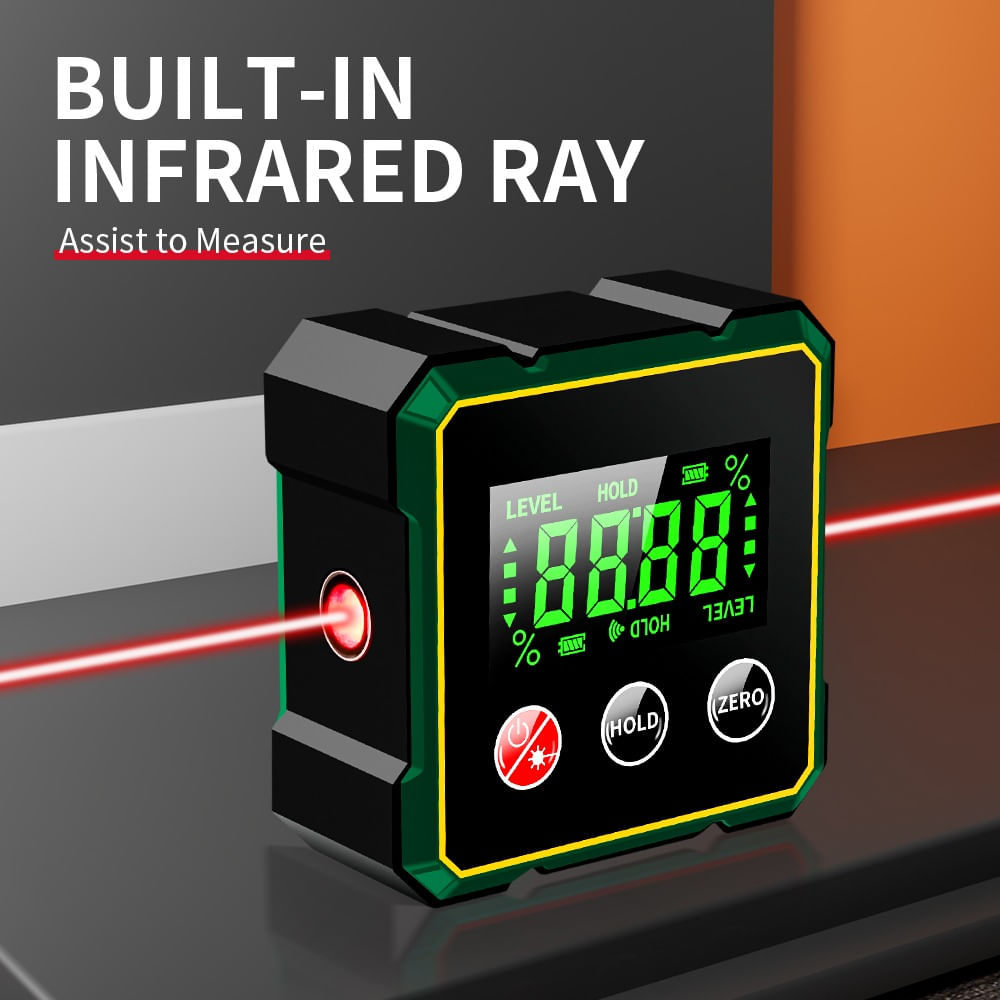 Inclinometru Digital Profesional cu Laser, Portabil, Baza Magnetica, Afisaj LCD, Nivela Digitala - 1 | YEO