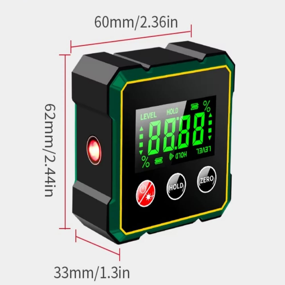 Inclinometru Digital Profesional cu Laser, Portabil, Baza Magnetica, Afisaj LCD, Nivela Digitala