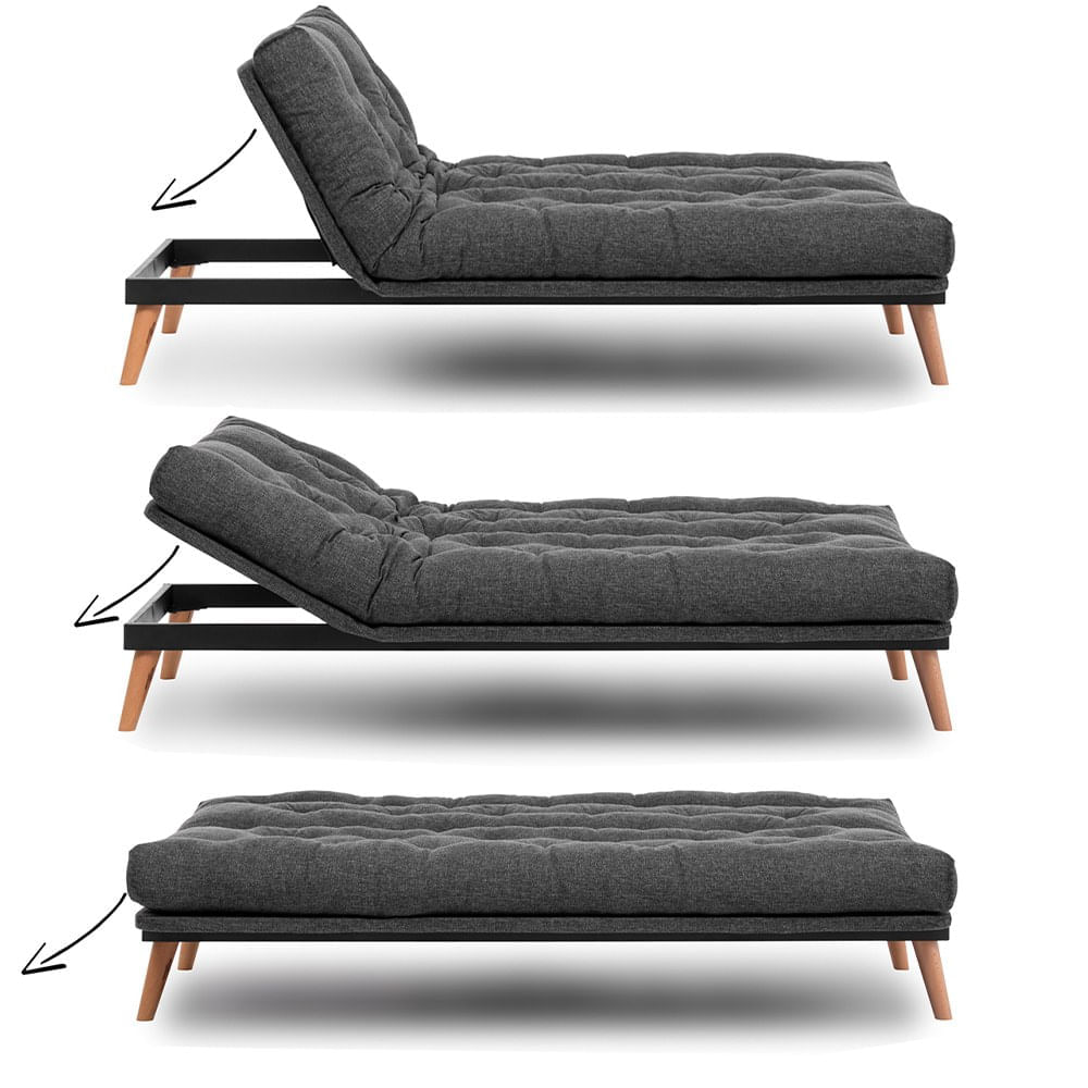 Canapea extensibila 3 locuri, Atelier Del Sofa, stofa in, gri inchis, 185x82x92 cm — imaginea 2