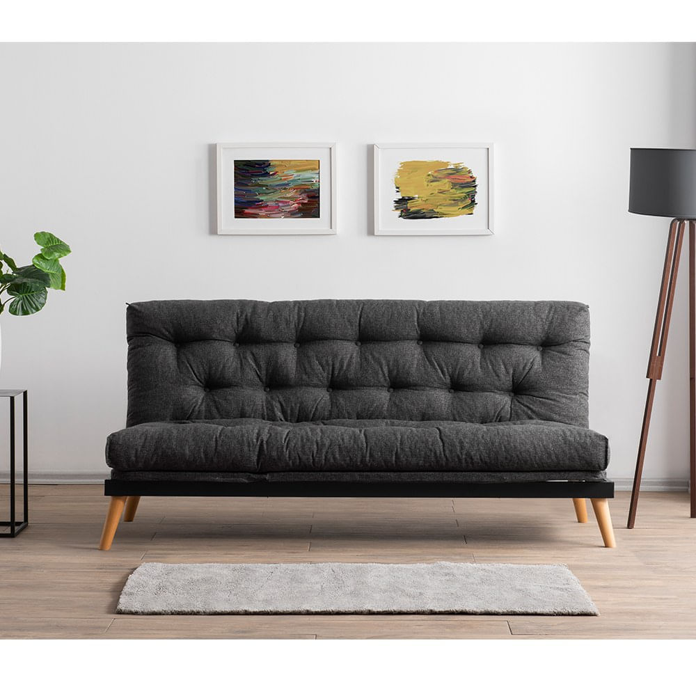 Canapea extensibila 3 locuri, Atelier Del Sofa, stofa in, gri inchis, 185x82x92 cm — imaginea 3