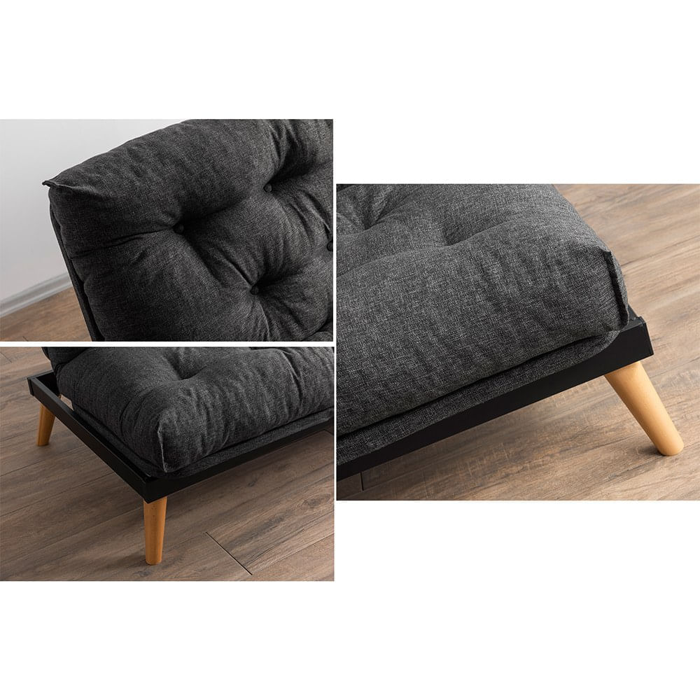 Canapea extensibila 3 locuri, Atelier Del Sofa, stofa in, gri inchis, 185x82x92 cm — imaginea 9