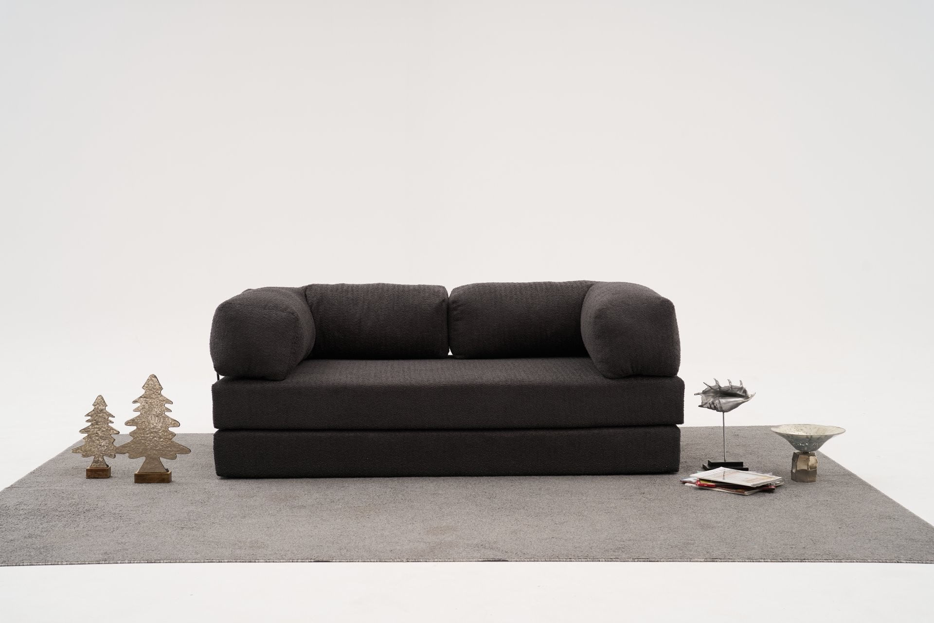 Canapea 3 locuri, Atelier Del Sofa, chenille, antracit, 190x75x95 cm — imaginea 3