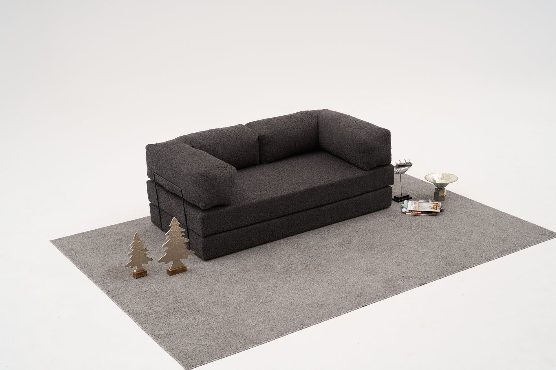 Canapea 3 locuri, Atelier Del Sofa, chenille, antracit, 190x75x95 cm — imaginea 4