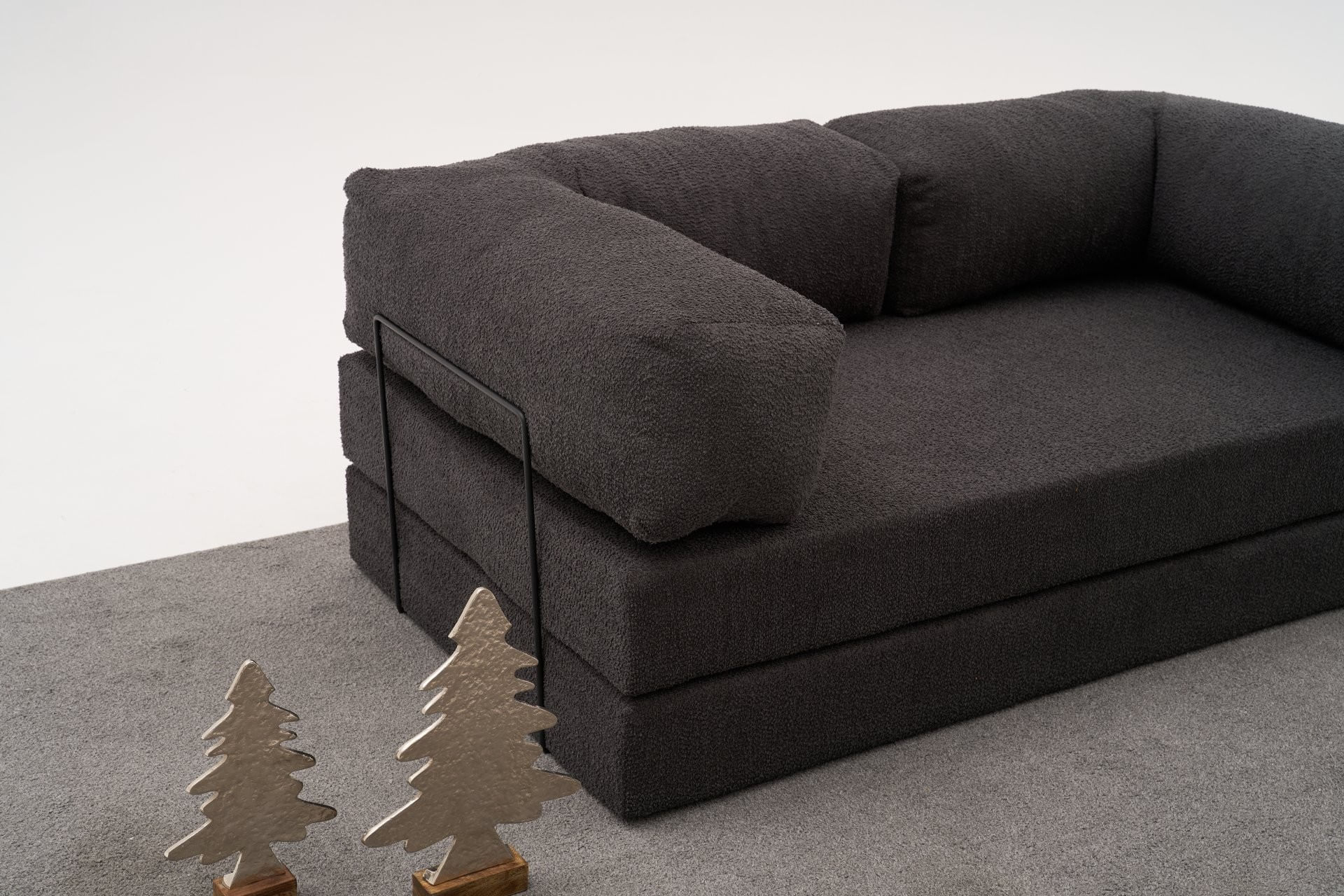 Canapea 3 locuri, Atelier Del Sofa, chenille, antracit, 190x75x95 cm — imaginea 5