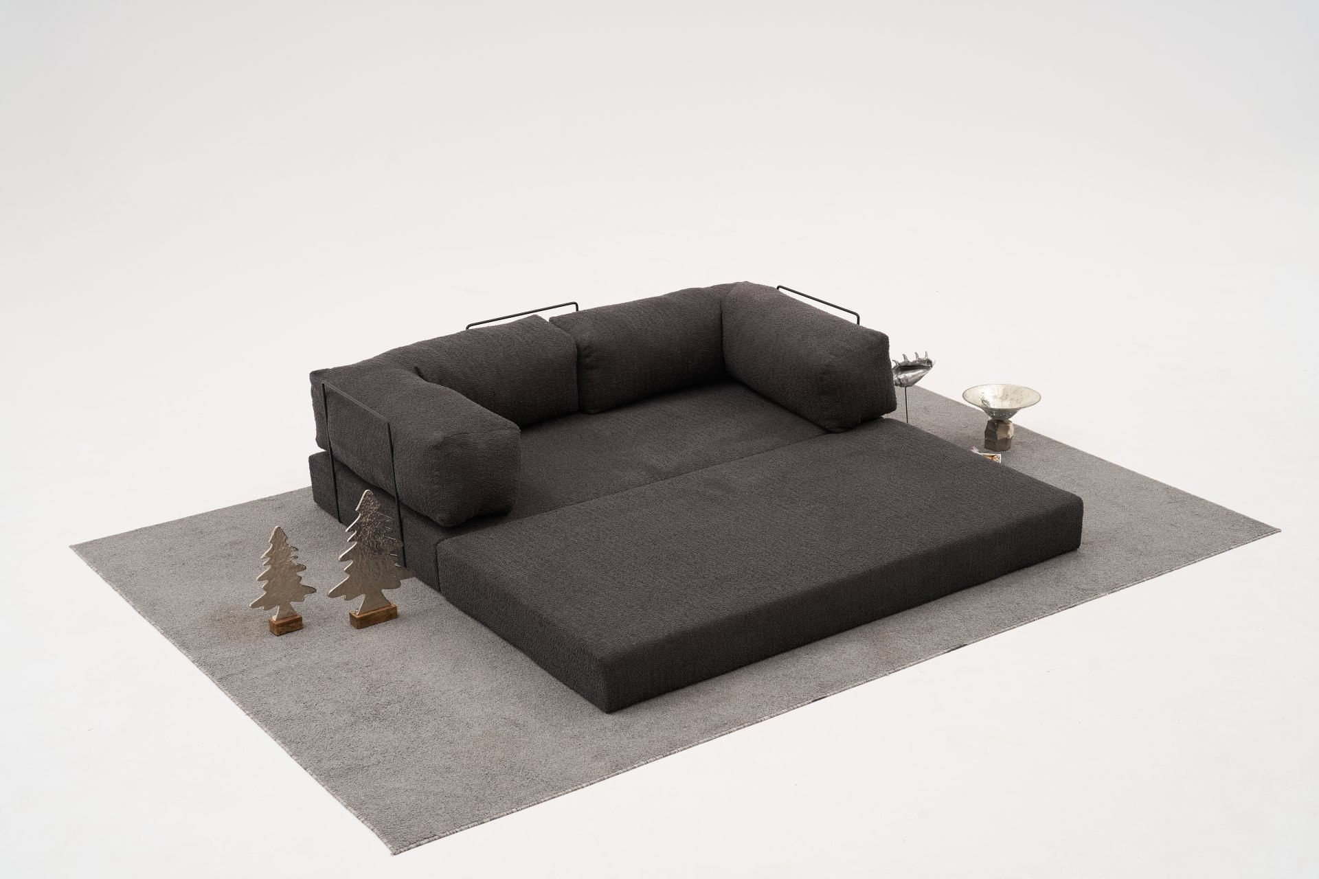 Canapea 3 locuri, Atelier Del Sofa, chenille, antracit, 190x75x95 cm — imaginea 7