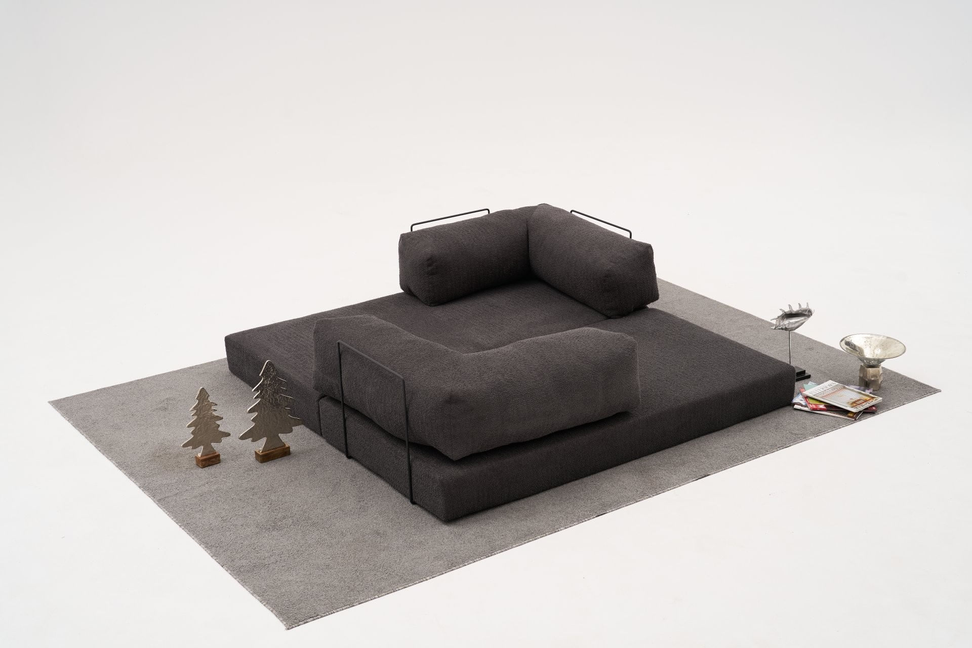 Canapea 3 locuri, Atelier Del Sofa, chenille, antracit, 190x75x95 cm — imaginea 8
