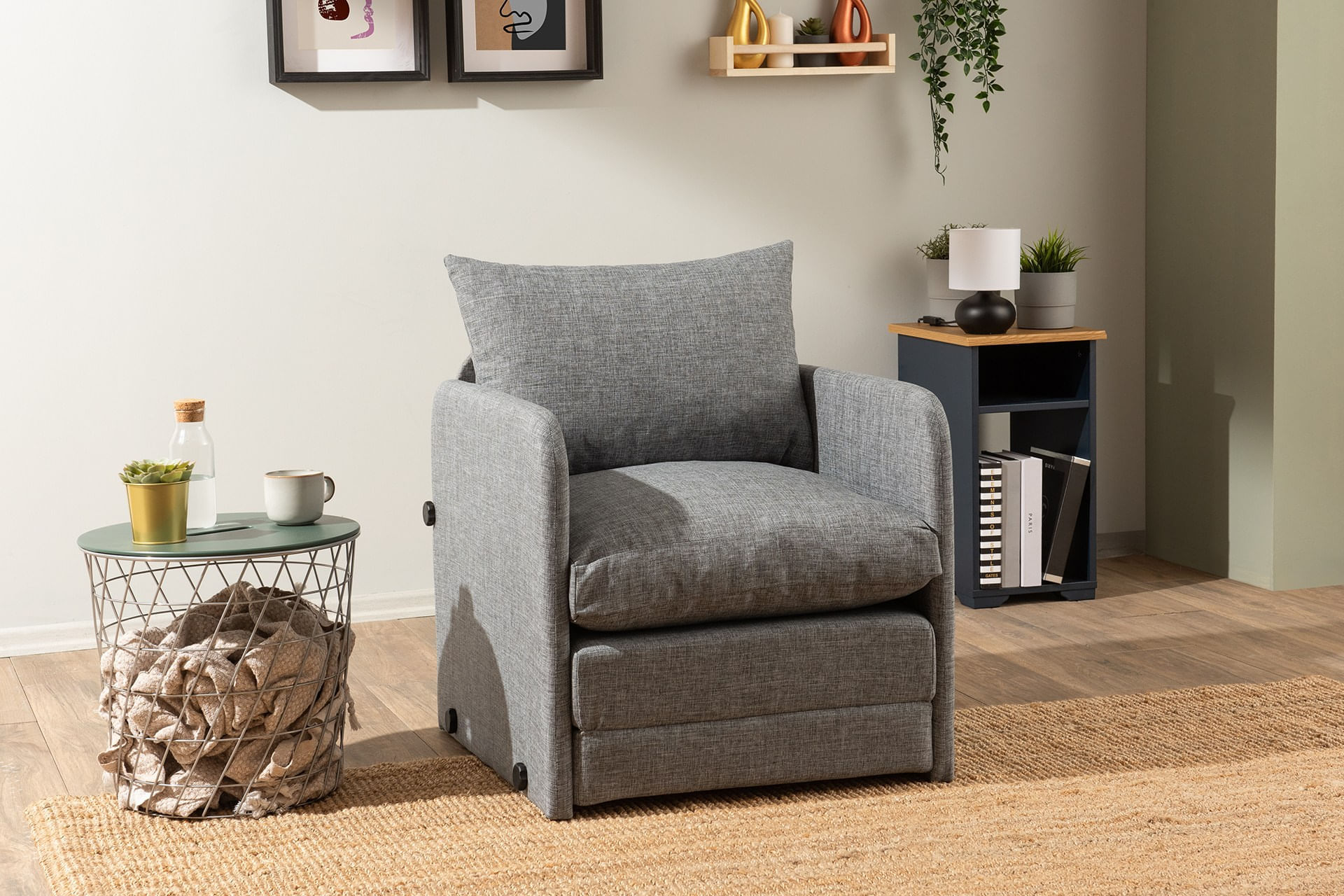 Canapea extensibila, Atelier Del Sofa, textil, gri deschis, 68x70x66 cm — imaginea 3