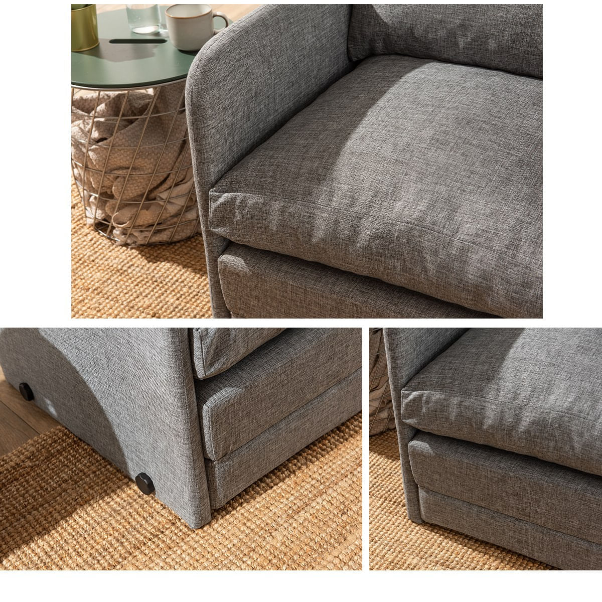 Canapea extensibila, Atelier Del Sofa, textil, gri deschis, 68x70x66 cm — imaginea 8