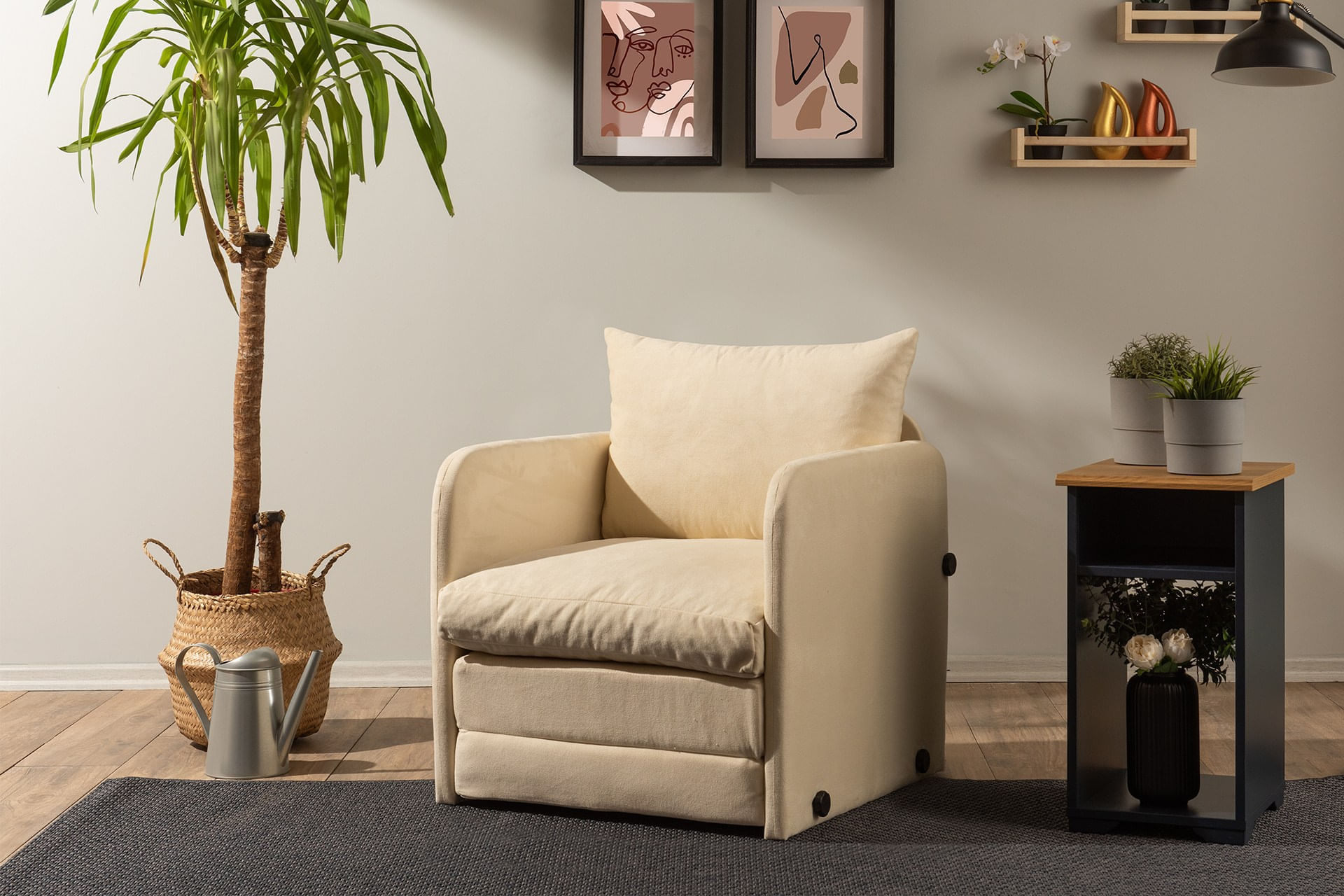 Canapea extensibila, Atelier Del Sofa, textil, crem, 68x70x66 cm — imaginea 5
