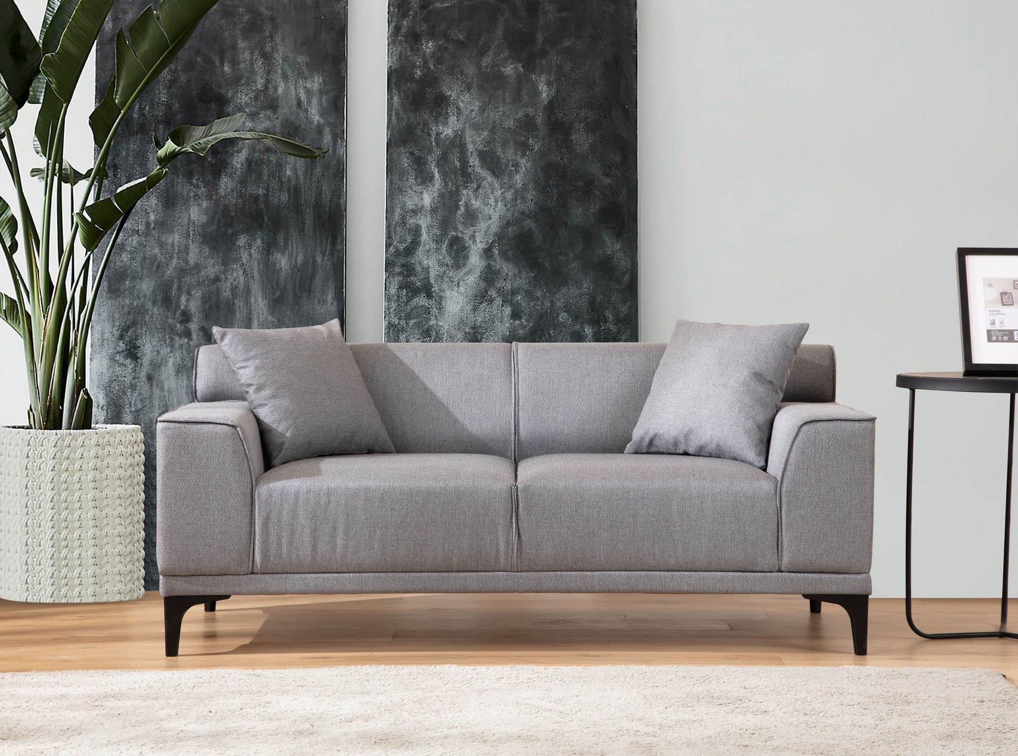 Canapea 2 locuri, Atelier Del Sofa, lemn fag si pal, gri deschis, 165x87x86 cm — imaginea 2