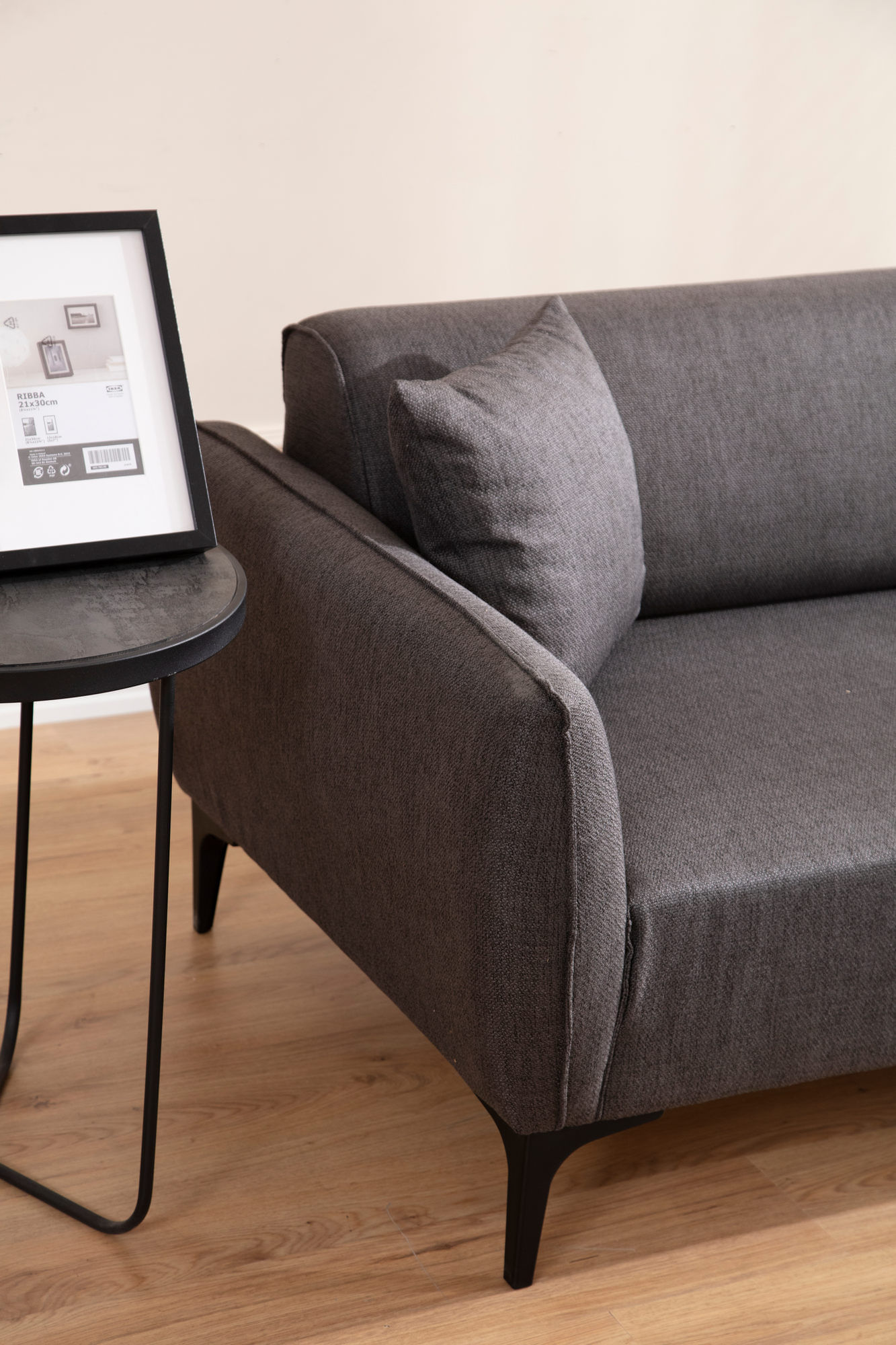 Canapea 2 locuri, Atelier Del Sofa, lemn fag si pal, gri inchis, 160x67x95 cm