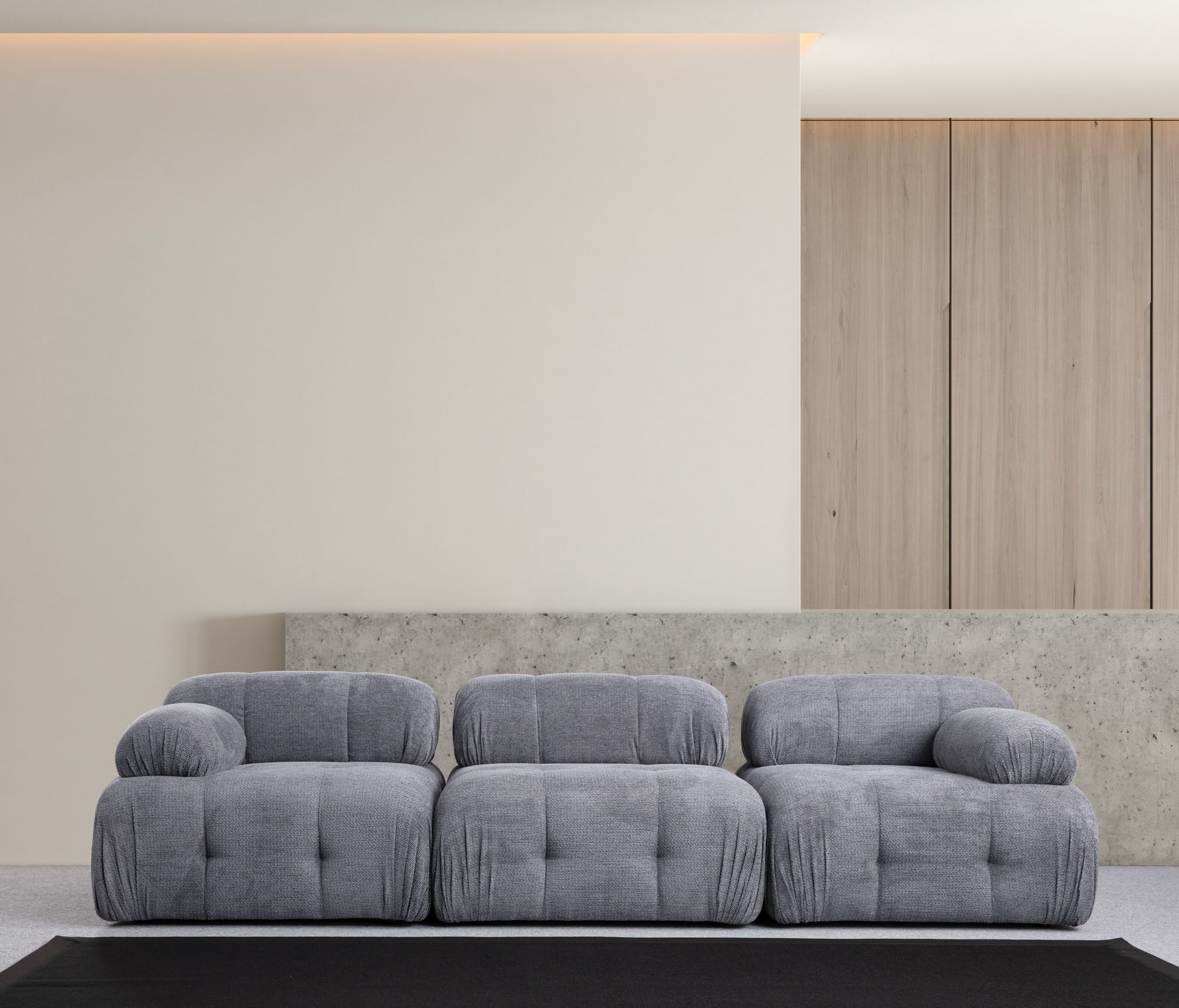 Canapea 3 locuri, Atelier Del Sofa, lemn fag si pal, gri, 290x95x75 cm — imaginea 2