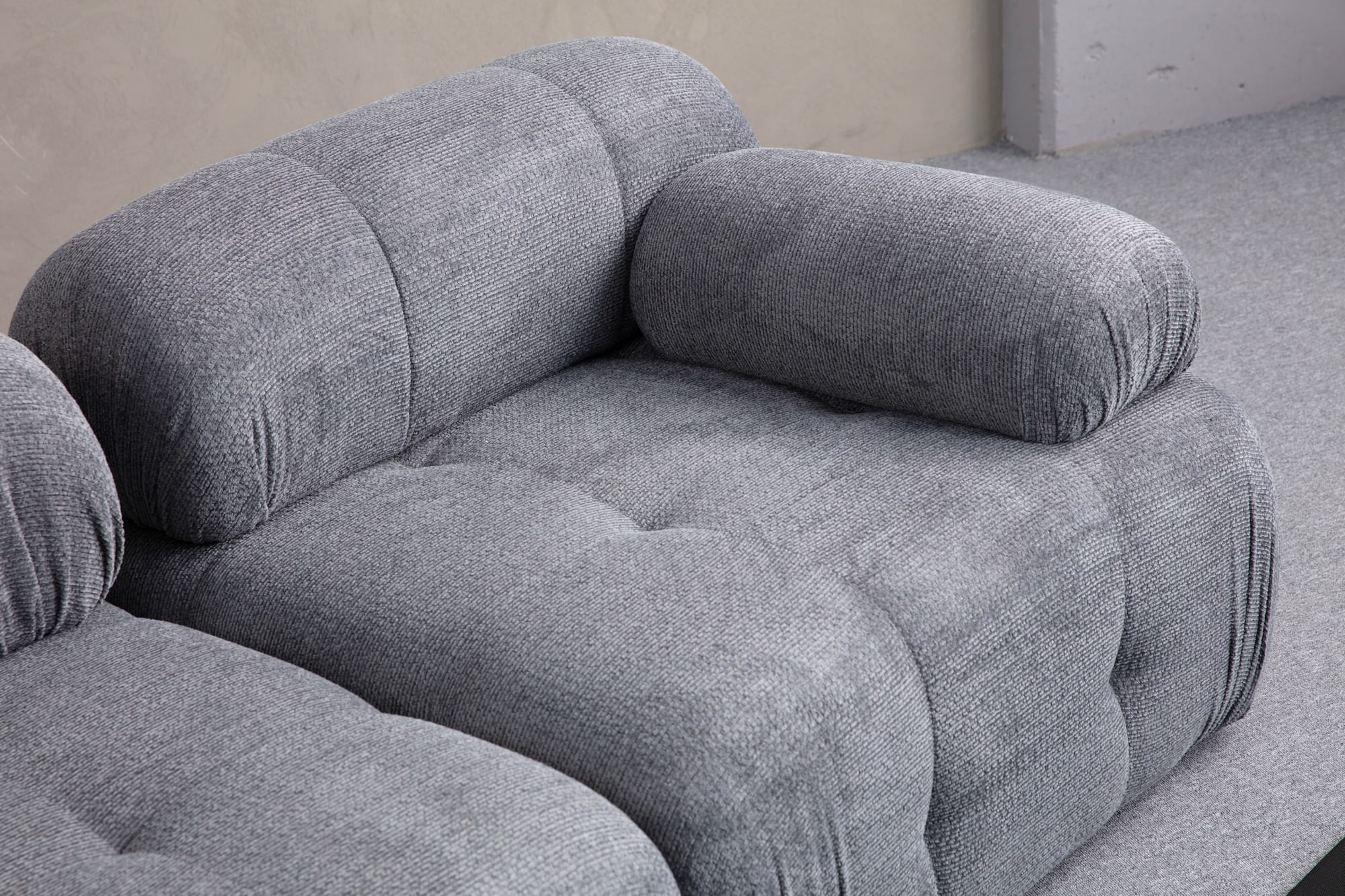 Canapea 3 locuri, Atelier Del Sofa, lemn fag si pal, gri, 290x95x75 cm — imaginea 5