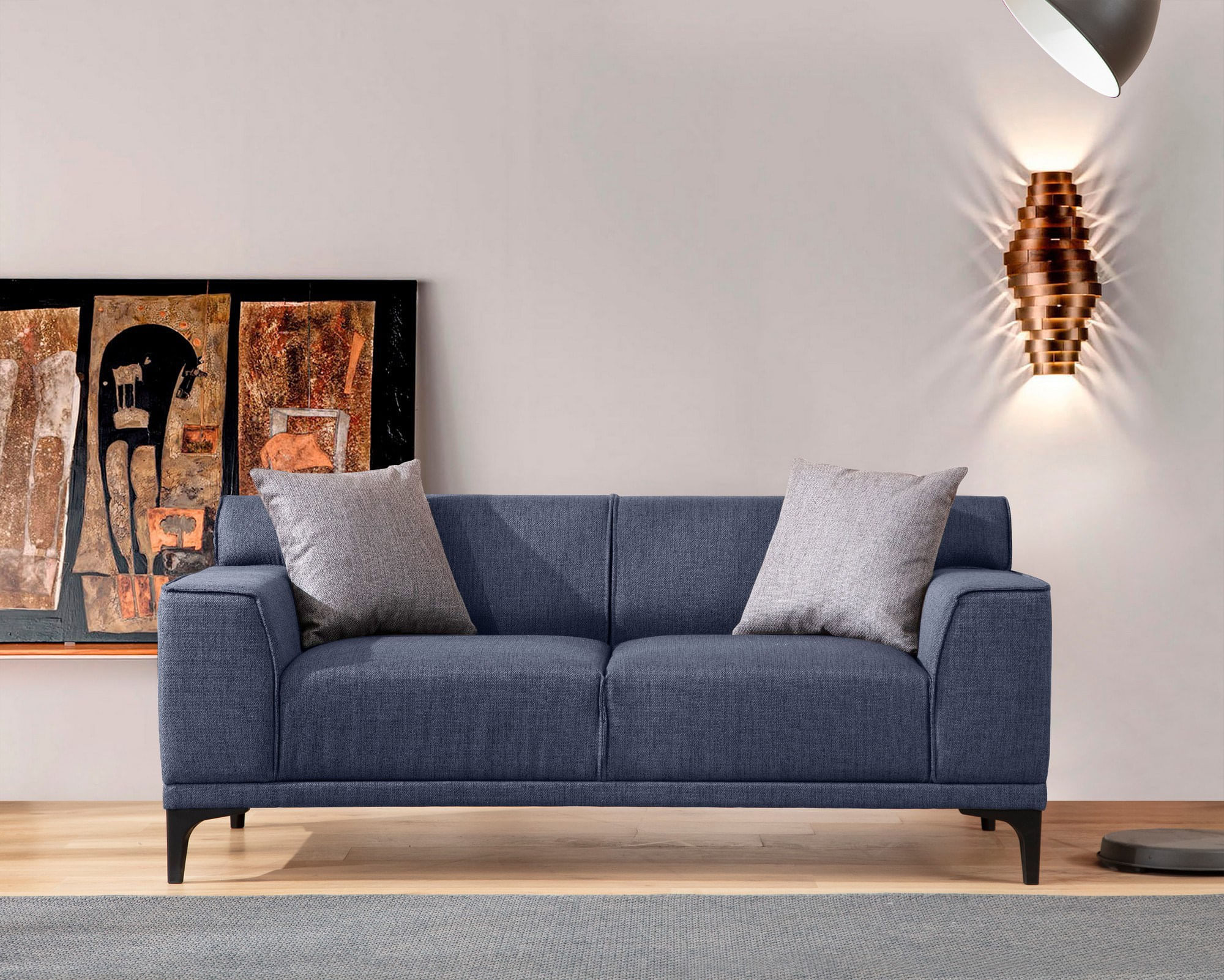 Canapea 2 locuri, Atelier Del Sofa, lemn fag si pal, albastru, 165x87x86 cm — imaginea 2