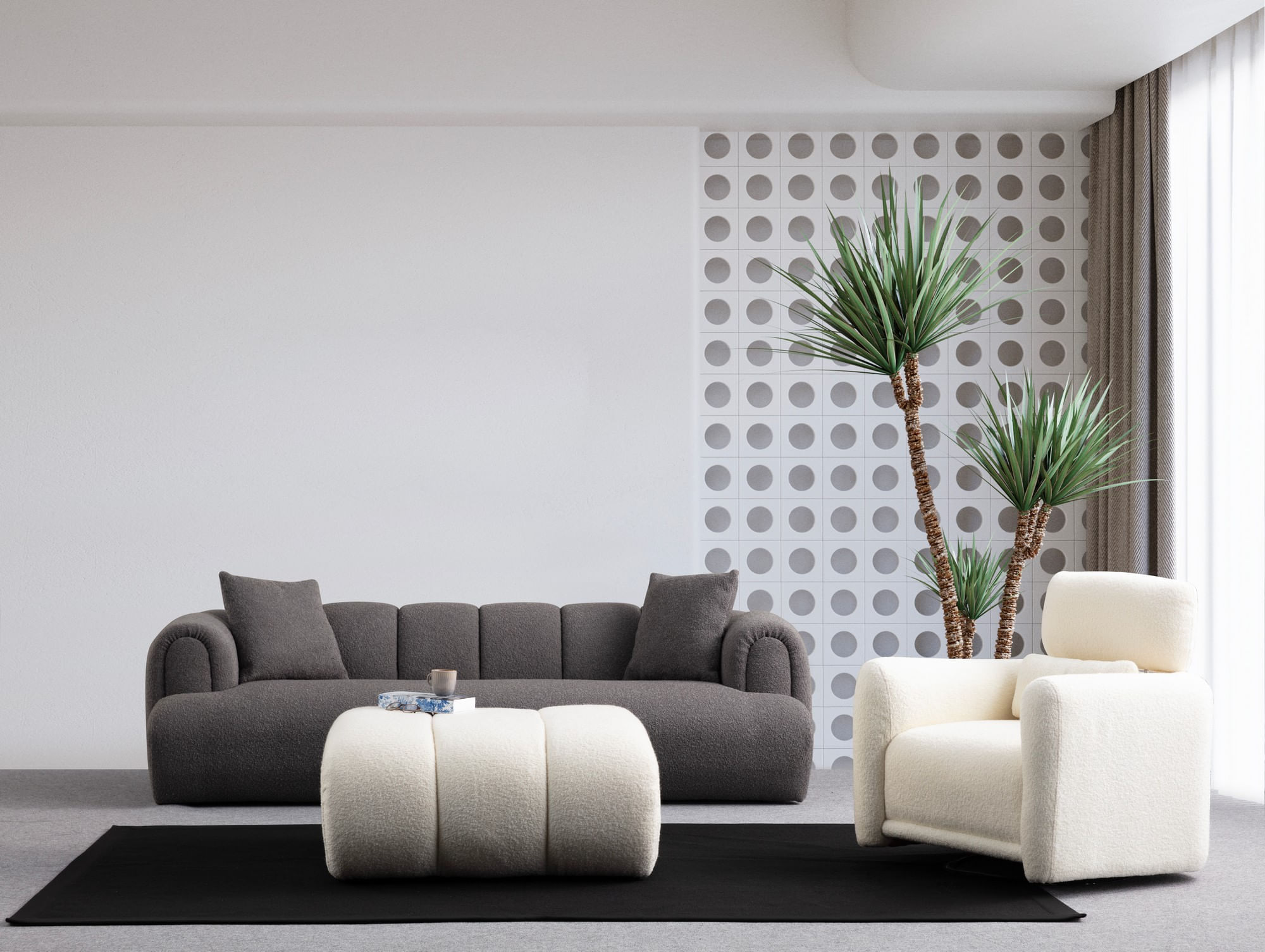 Canapea 3 locuri, Atelier Del Sofa, poliester, antracit, 255x115x77 cm — imaginea 6