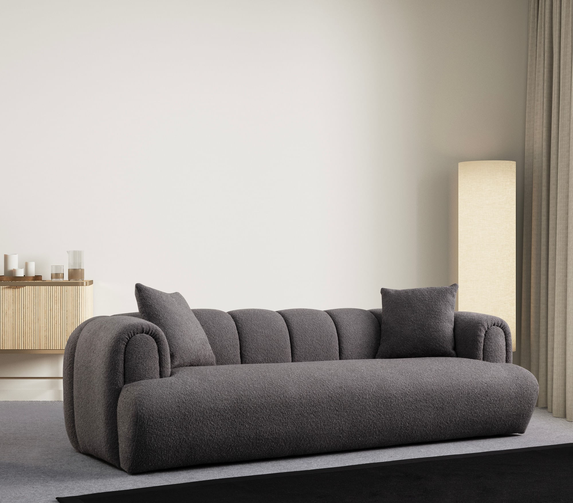 Canapea 3 locuri, Atelier Del Sofa, poliester, antracit, 255x115x77 cm — imaginea 7