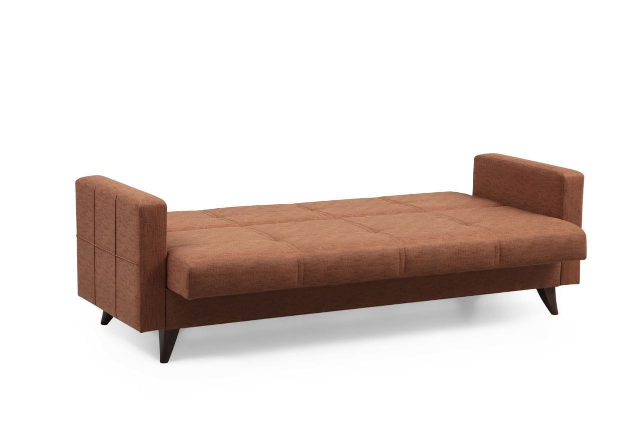 Canapea extensibila 3 locuri, Atelier Del Sofa, cadru metal lemn, rosu tigla, 205x86x75 cm — imaginea 2