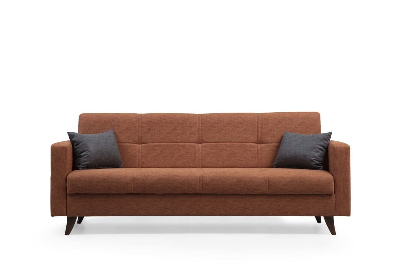 Canapea extensibila 3 locuri, Atelier Del Sofa, cadru metal lemn, rosu tigla, 205x86x75 cm — imaginea 4