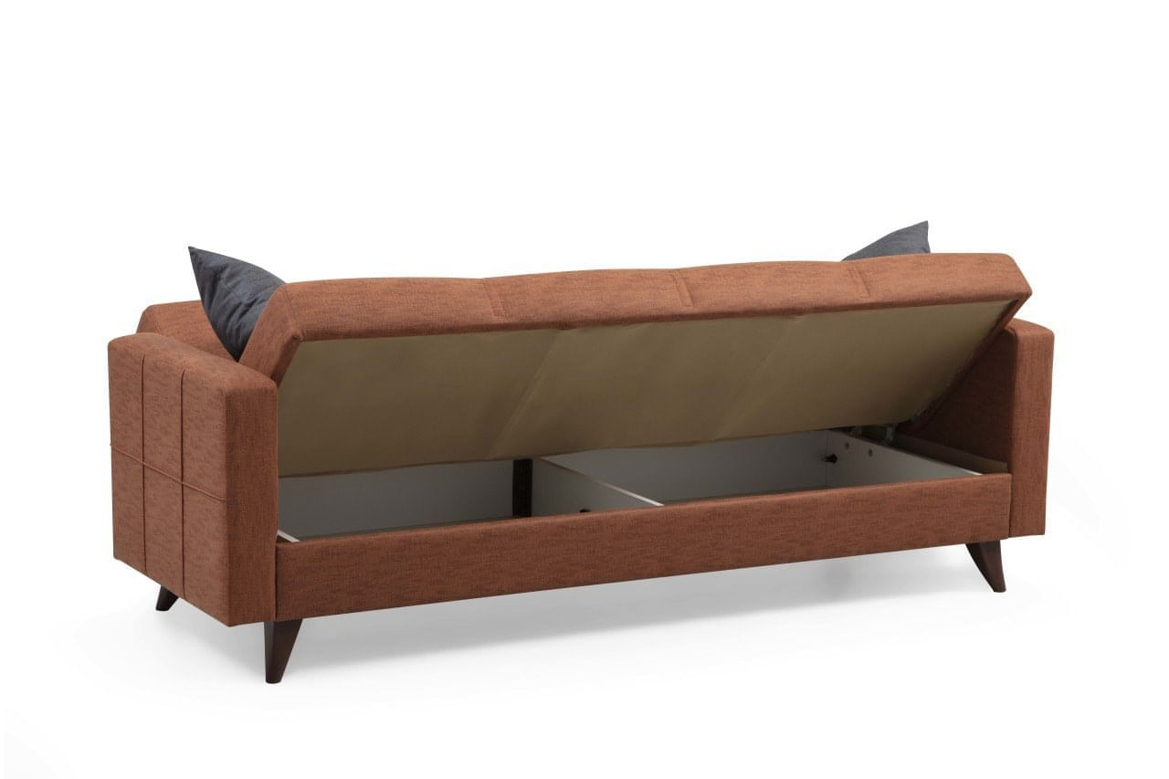 Canapea extensibila 3 locuri, Atelier Del Sofa, cadru metal lemn, rosu tigla, 205x86x75 cm — imaginea 6