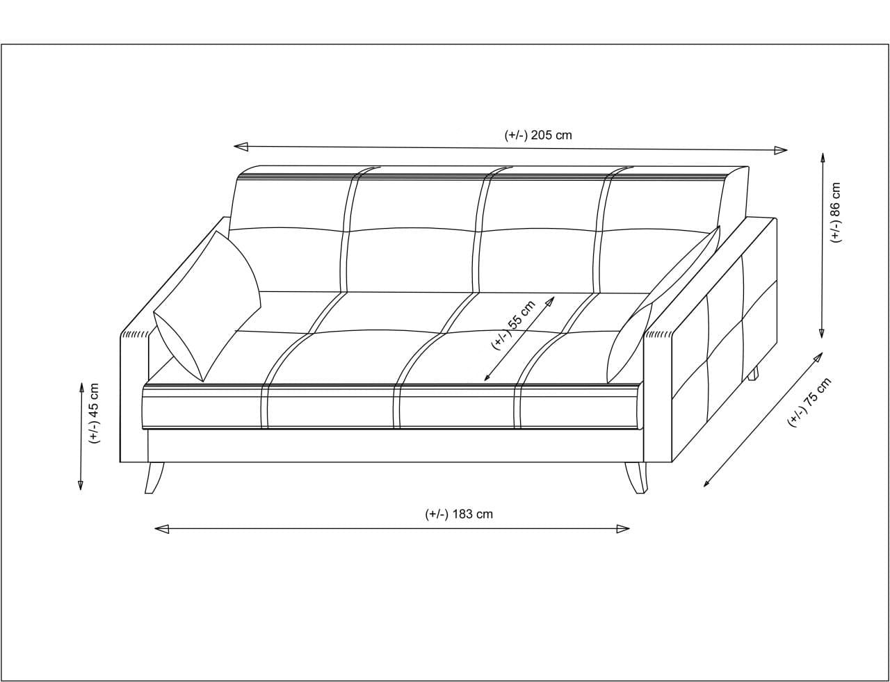 Canapea extensibila 3 locuri, Atelier Del Sofa, cadru metal lemn, rosu tigla, 205x86x75 cm — imaginea 8