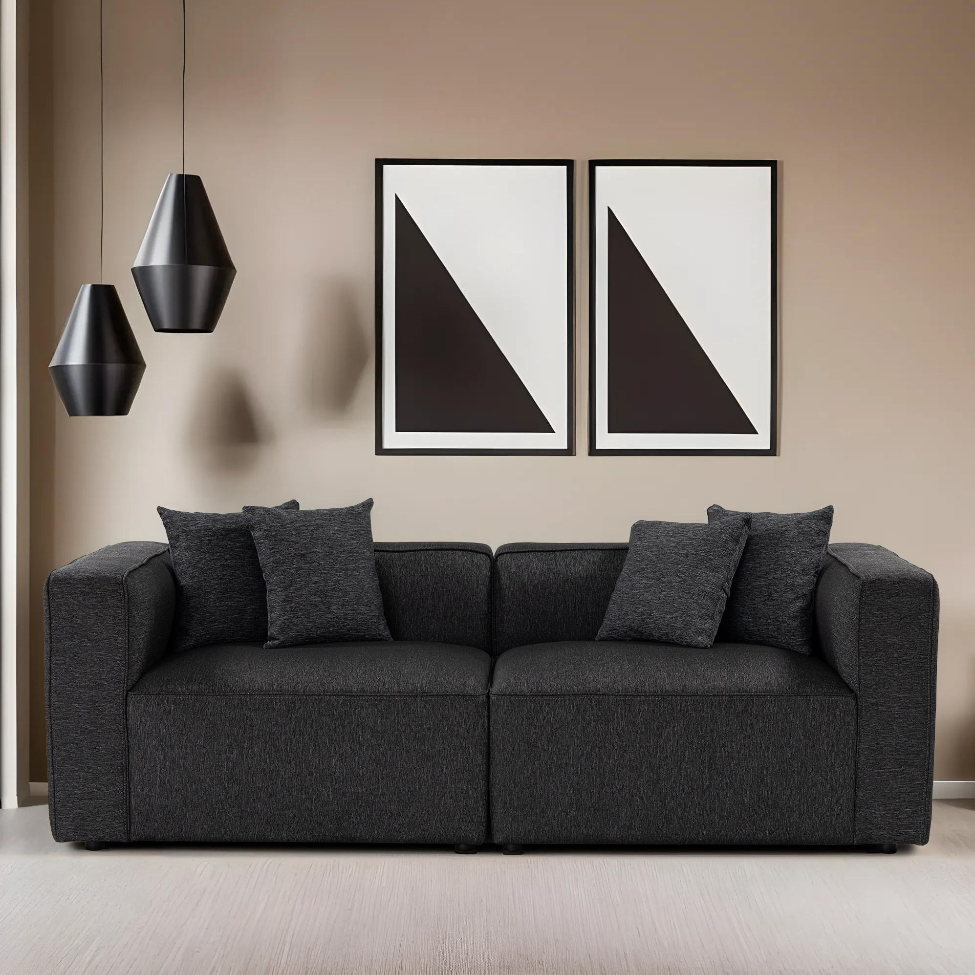 Canapea 2 locuri, Atelier Del Sofa, stofa, antracit, 220x90x69 cm — imaginea 2
