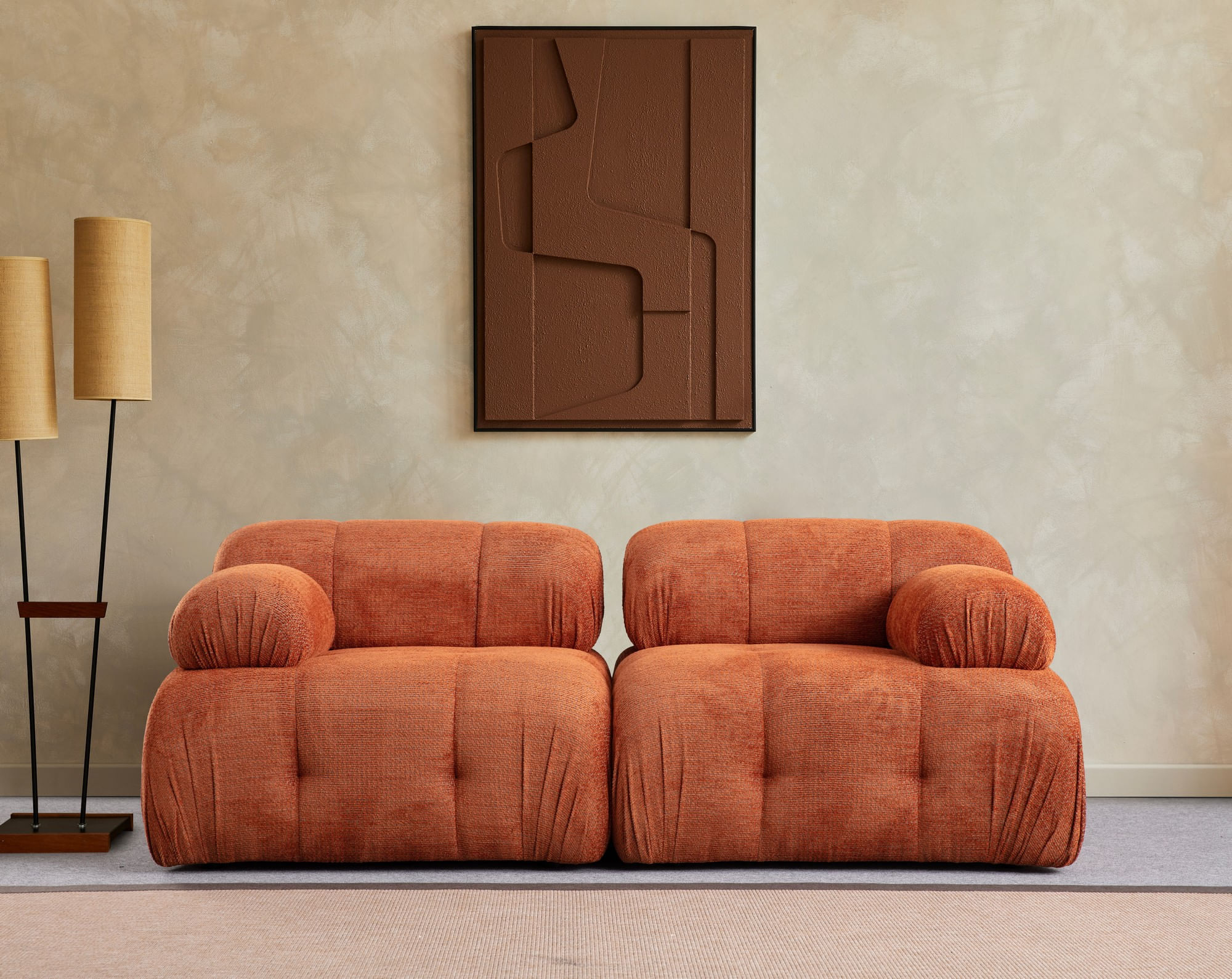 Canapea 2 locuri, Atelier Del Sofa, poliester, portocaliu, 190x95x75 cm — imaginea 2