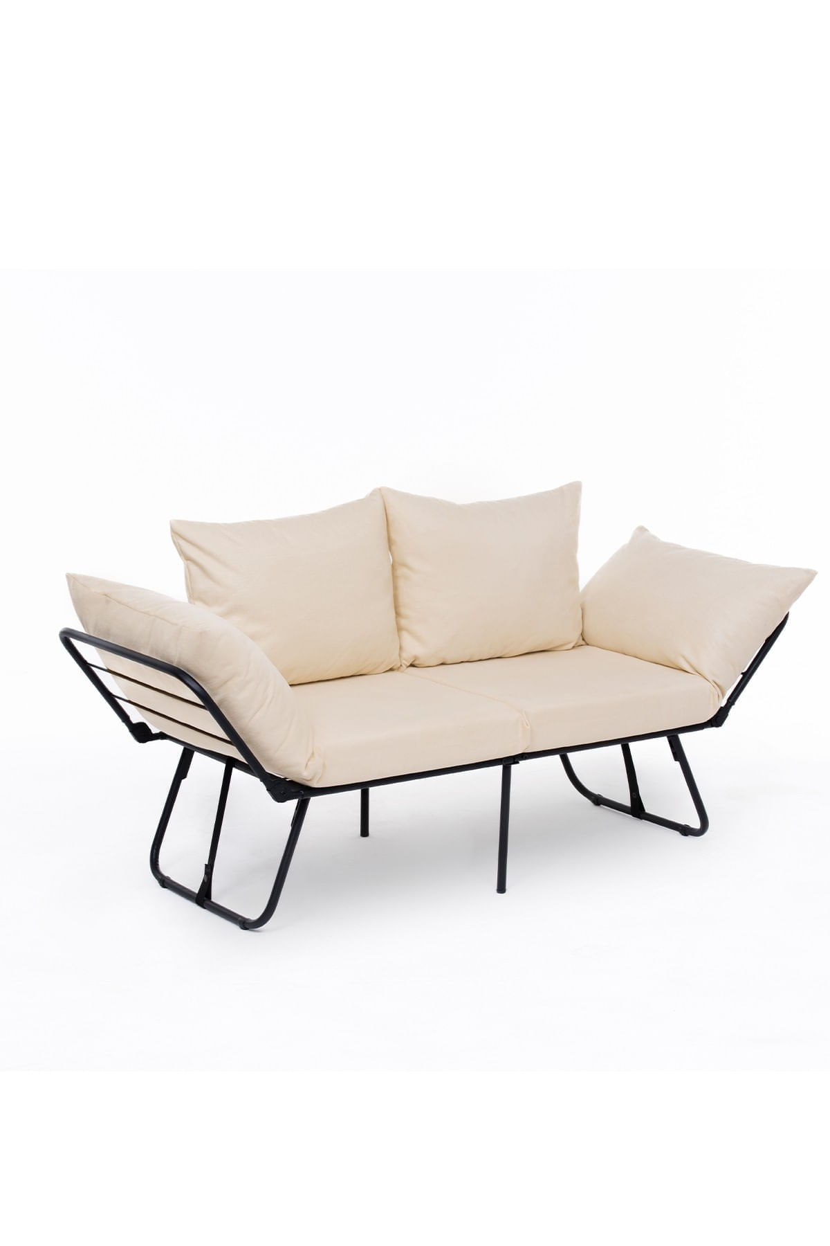 Canapea extensibila, Atelier Del Sofa, 2 locuri, crem deschis, structura metalica, material textil, 180x60 cm